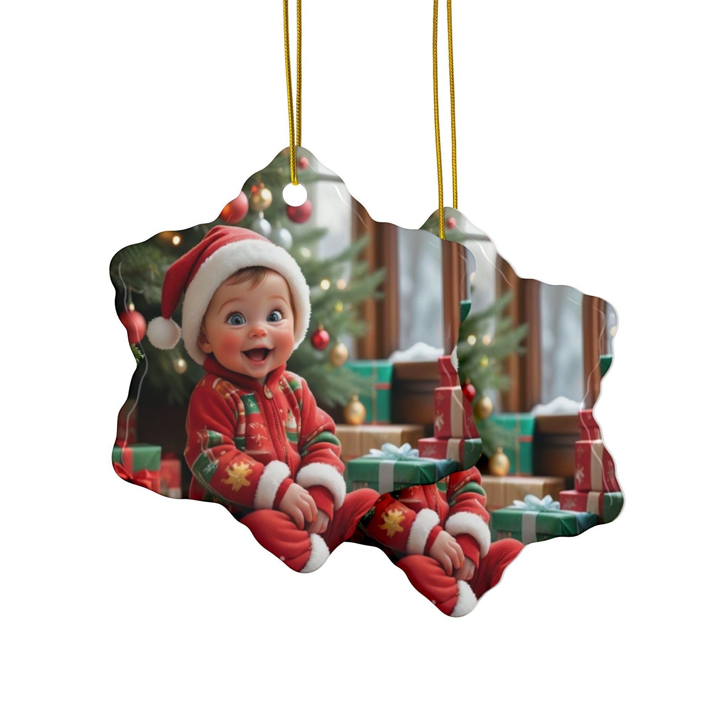 Festive Ceramic Ornaments, Holiday Decor for Christmas, 2-Sided Prints, Perfect Gift for Family, Tree Decorations, Keepsakes