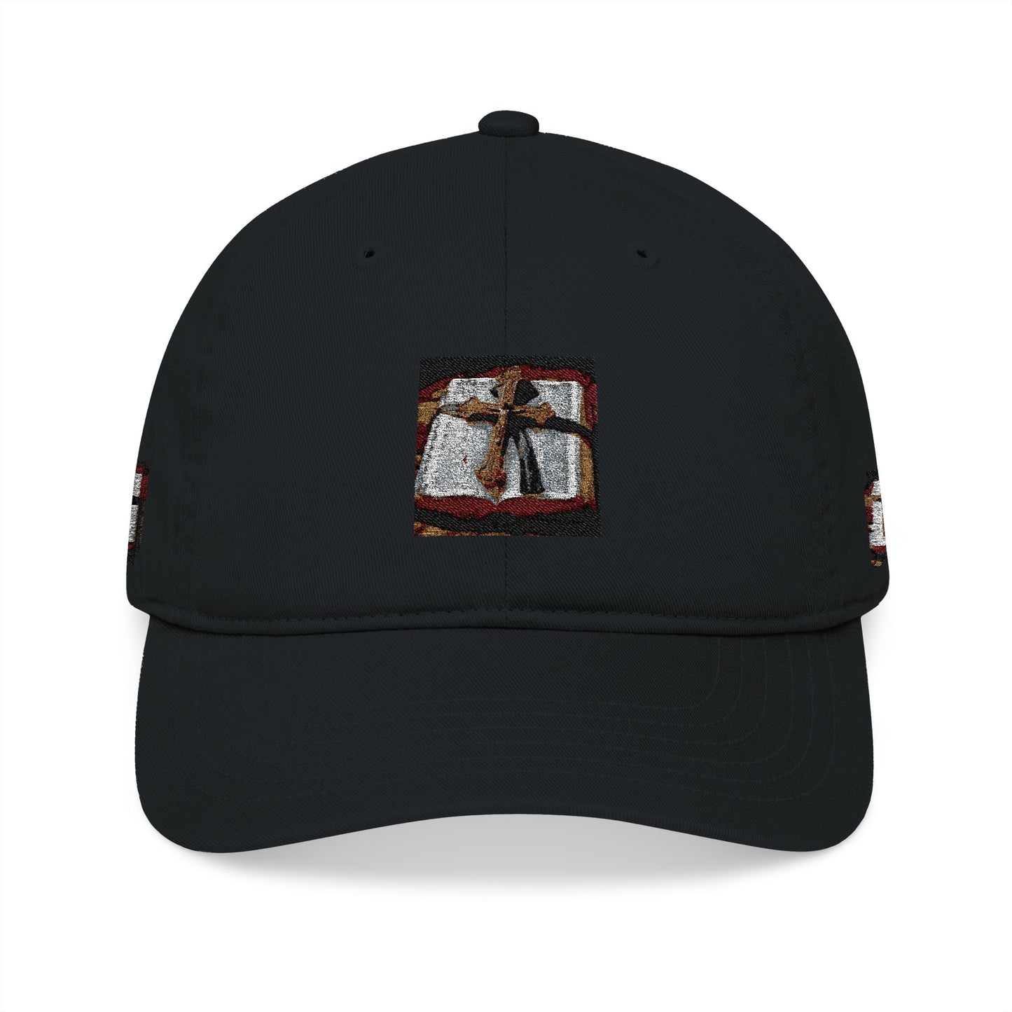 Embroidered Abstract Square Baseball Cap — Organic Cotton, Minimal Art Design