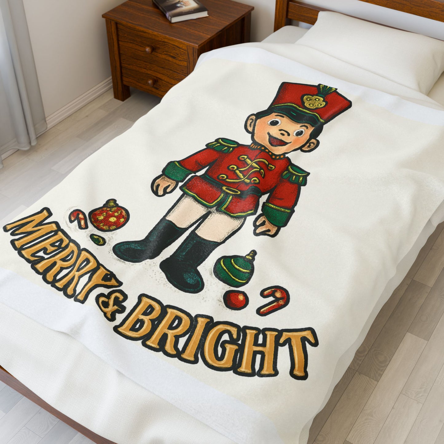 Merry & Bright Nutcracker Velveteen Plush Blanket