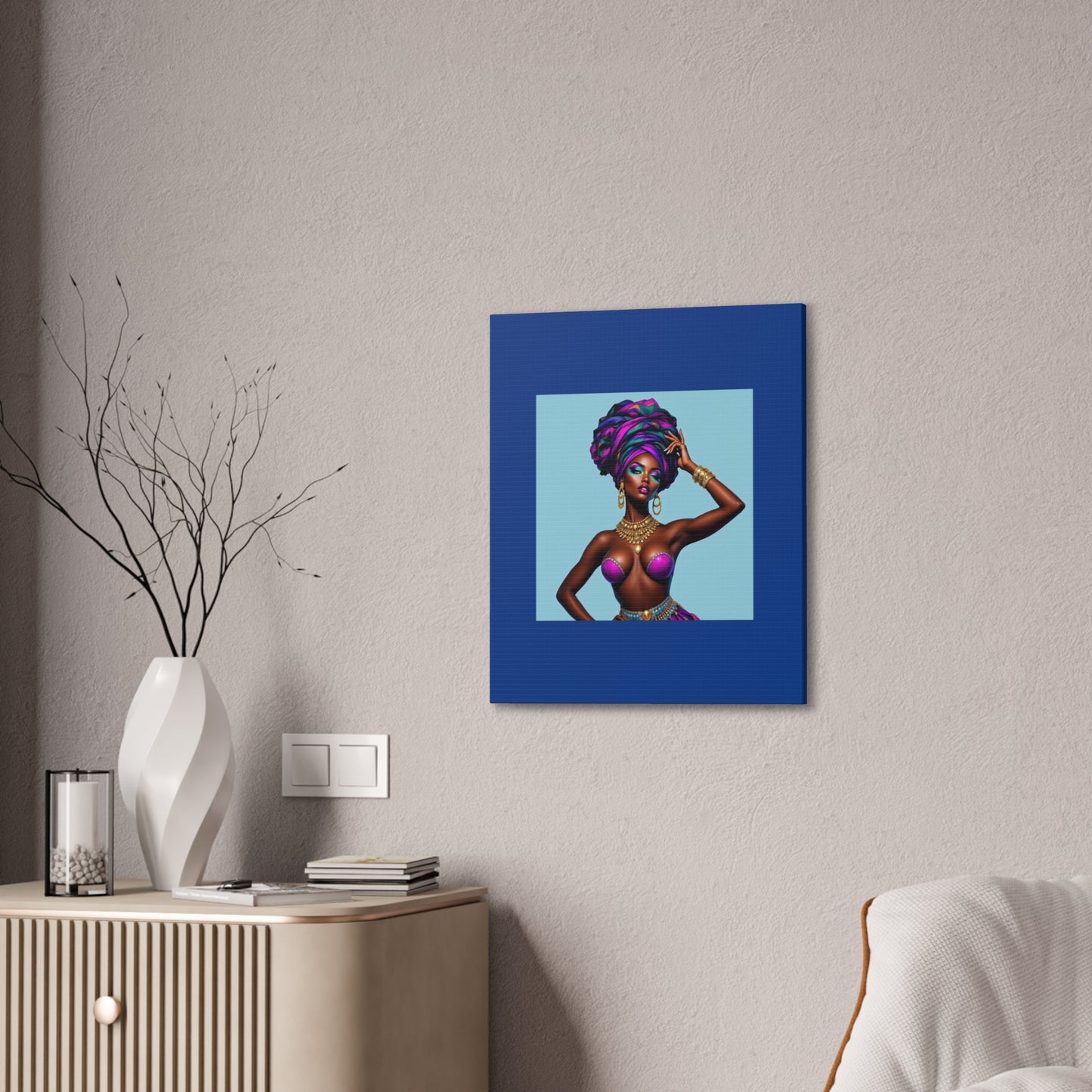 Afro Goddess Canvas Print — Vibrant Headwrap Wall Art
