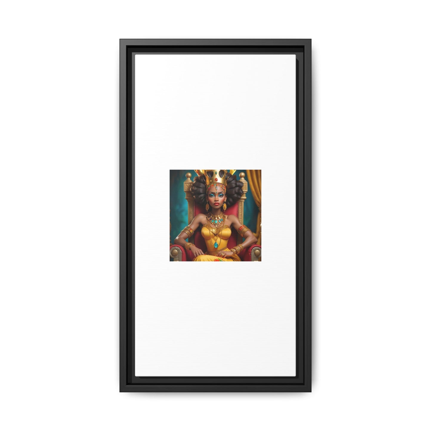 Framed Matte Canvas Art — Regal African Queen Portrait