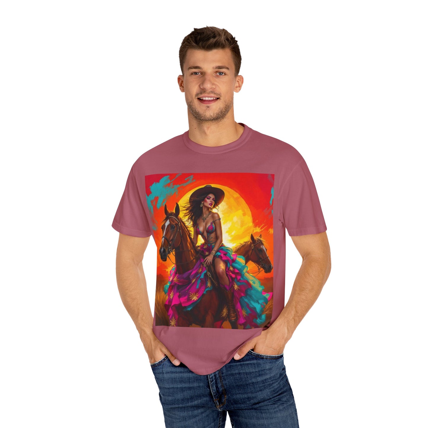 Cowgirl Sunset T-Shirt — Vibrant Western Horse Art Tee
