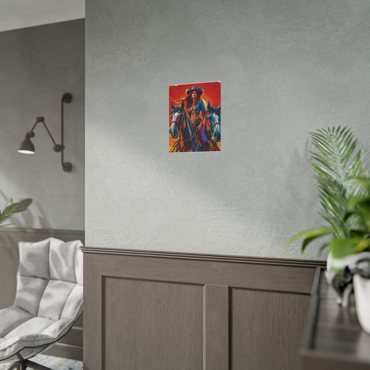 Cowgirl Poster — Vibrant Western Cowgirl Art Print with Horses