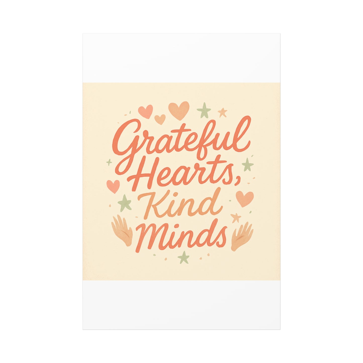 Grateful Hearts Kind Minds Canvas Wall Art — Inspirational Quote Matte Canvas