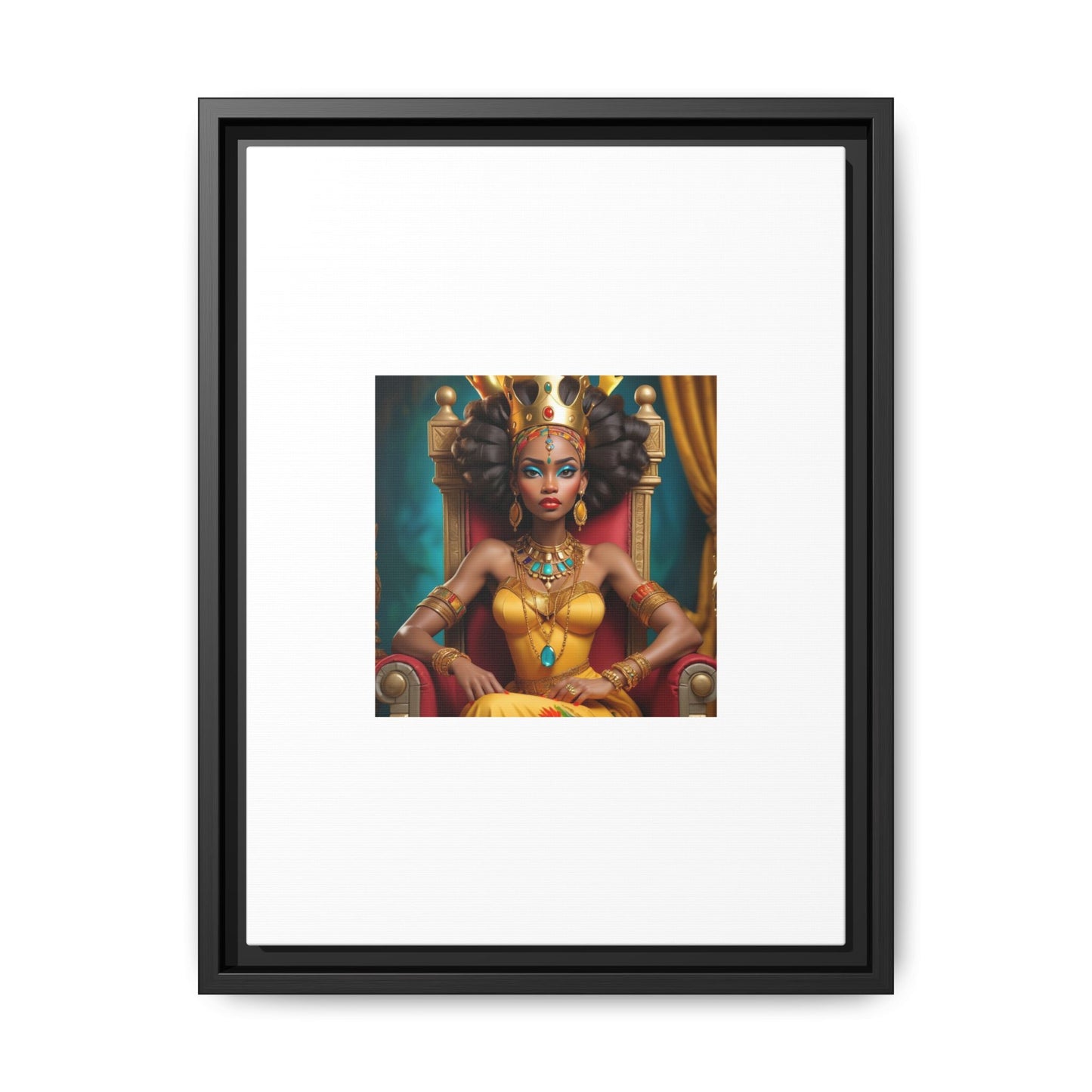 Framed Matte Canvas Art — Regal African Queen Portrait