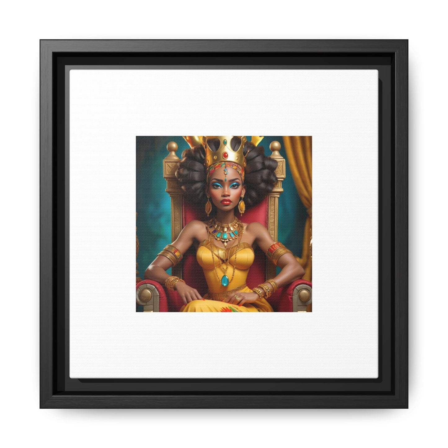 Framed Matte Canvas Art — Regal African Queen Portrait