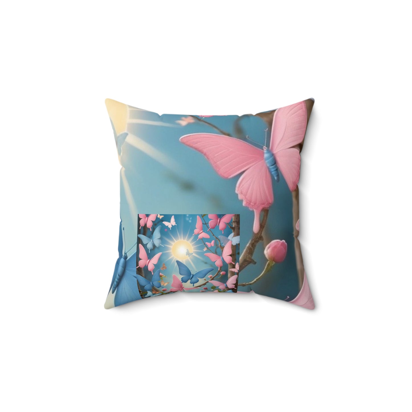 Pink Butterfly Sunlight Decorative Pillow