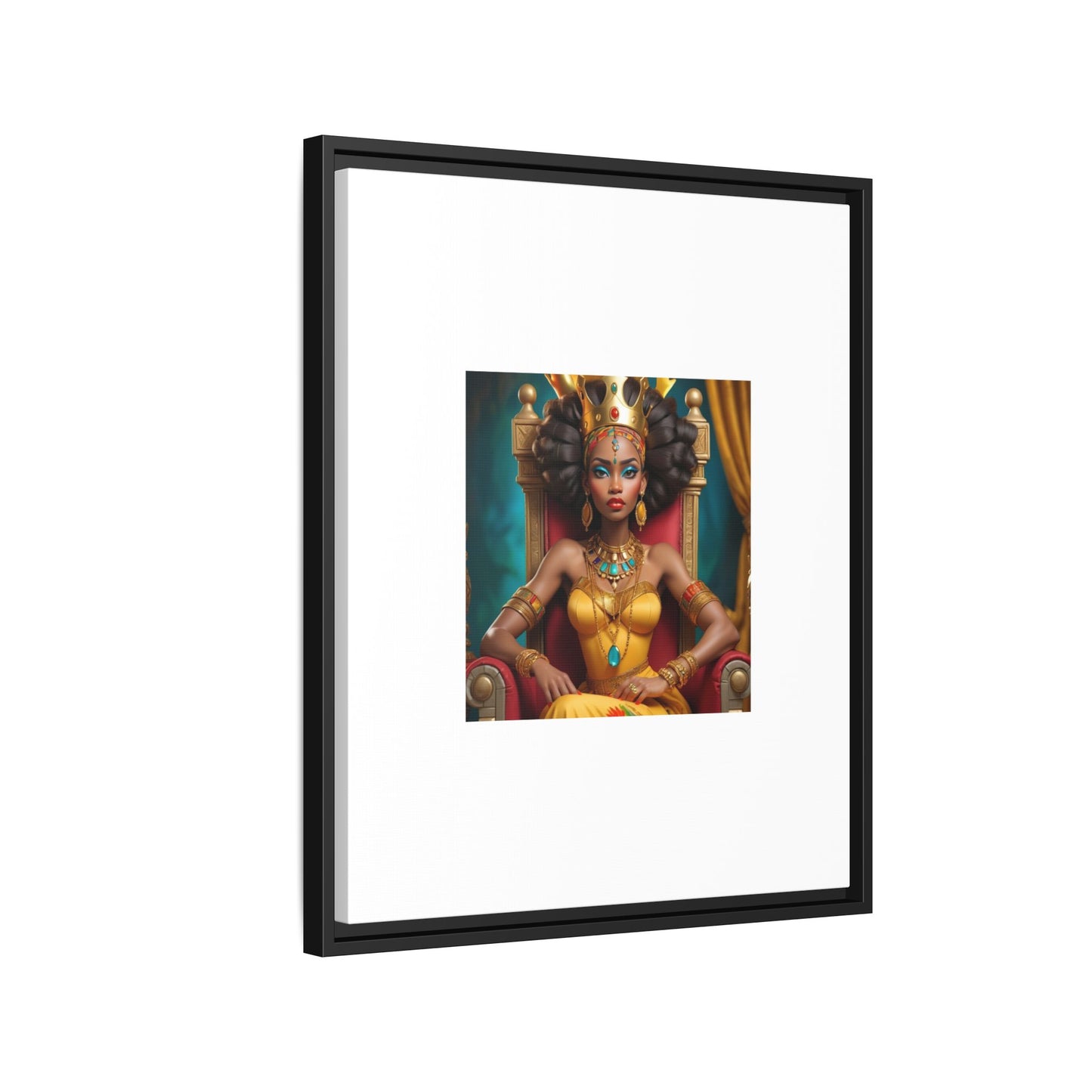Framed Matte Canvas Art — Regal African Queen Portrait