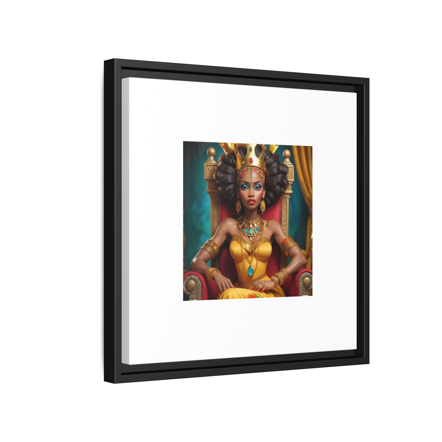 Framed Matte Canvas Art — Regal African Queen Portrait