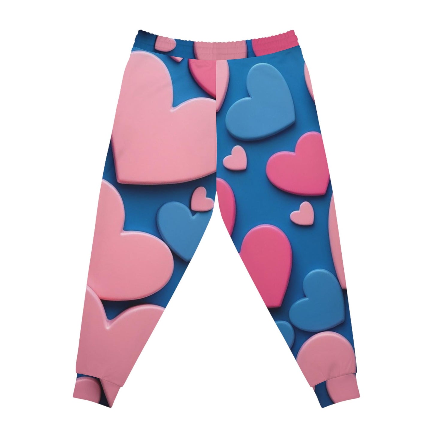 Heart-Patterned Athletic Joggers, Cozy Lounge Pants, Valentine's Day Gift, Trendy Fashion, Casual Wear, Heart Print Joggers