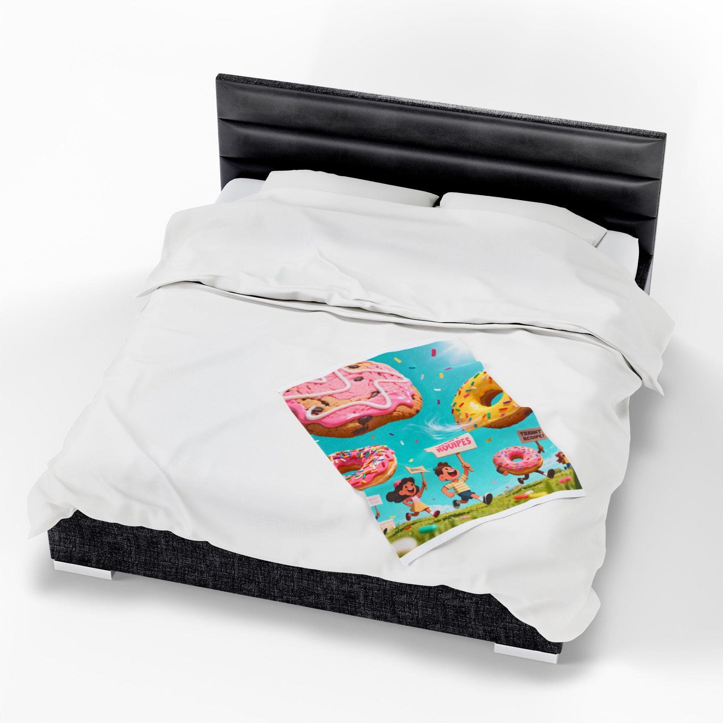 Colorful Kids' Velveteen Plush Blanket | Cozy Donut Design, Fun & Playful Gift, Nursery Décor, Kids' Bedroom, Toddler Blanket