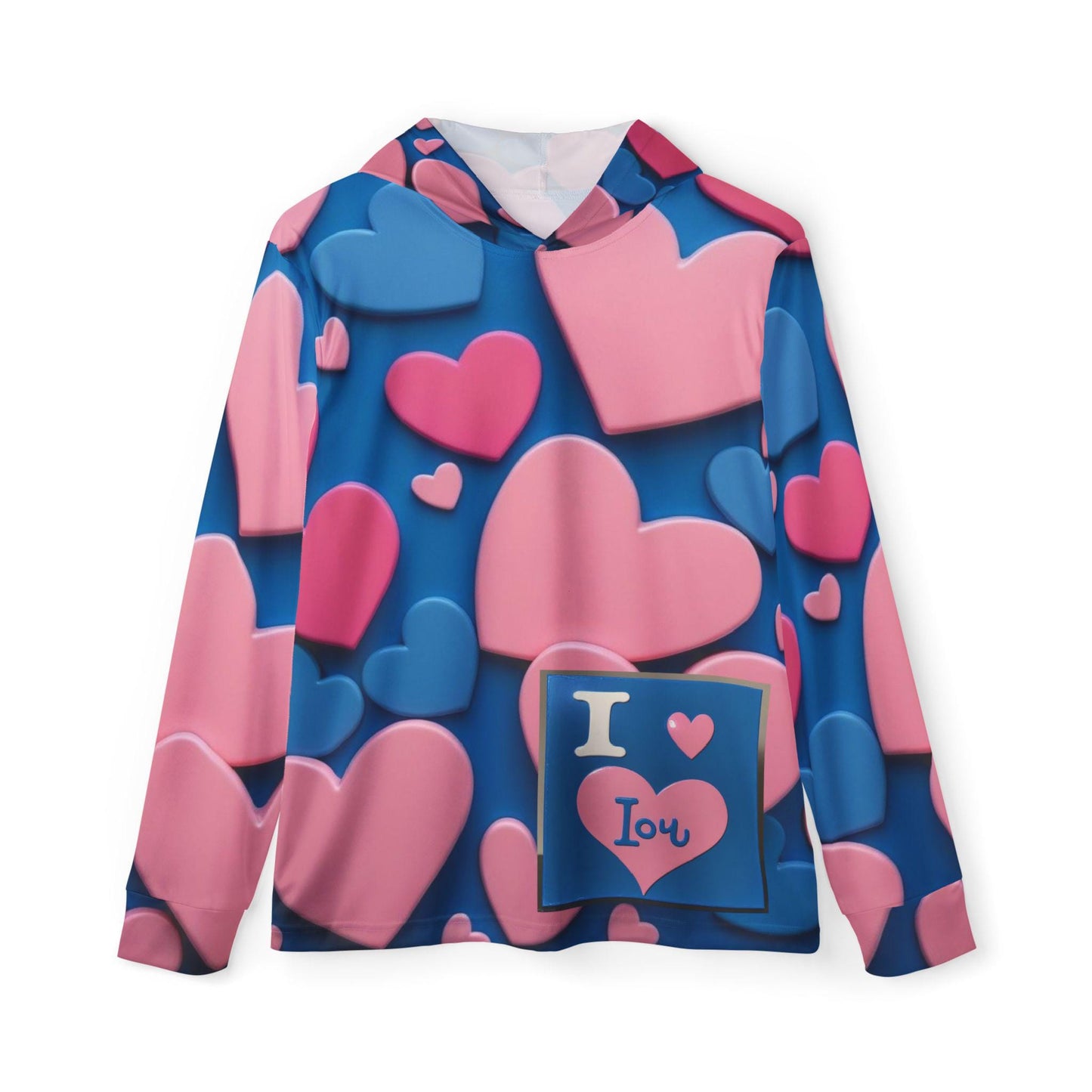 Men's Heart Print Warmup Hoodie, Valentine's Gift, Sportswear, Fashion Hoodie, Love-themed Apparel, Casual Love Hoodie