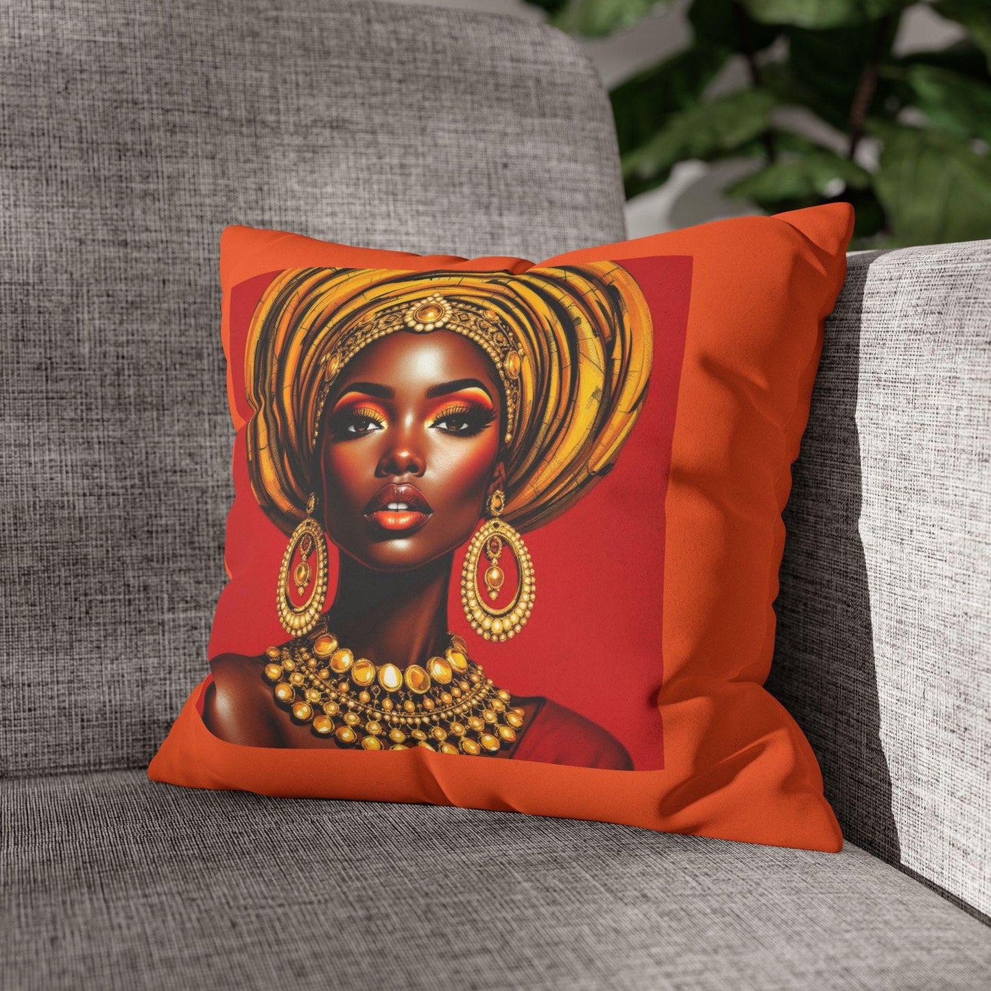 Vibrant African Art Pillowcase, Decorative Cushion Cover, Boho Home Decor, Black Girl Art Pillow, Unique Gift for Her