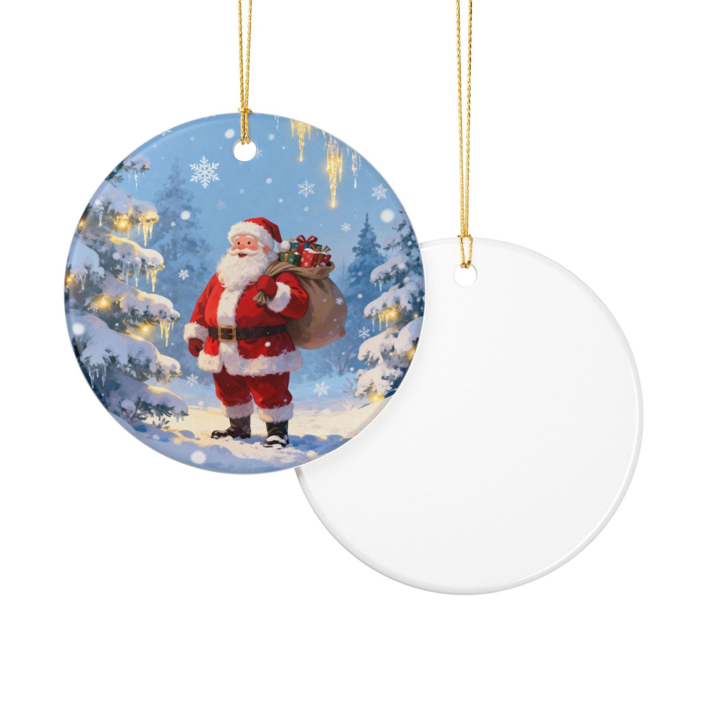 Christmas Ceramic Ornament Decoration, Holiday Tree Decor, Santa Claus Design, Winter Wonderland, Festive Gift