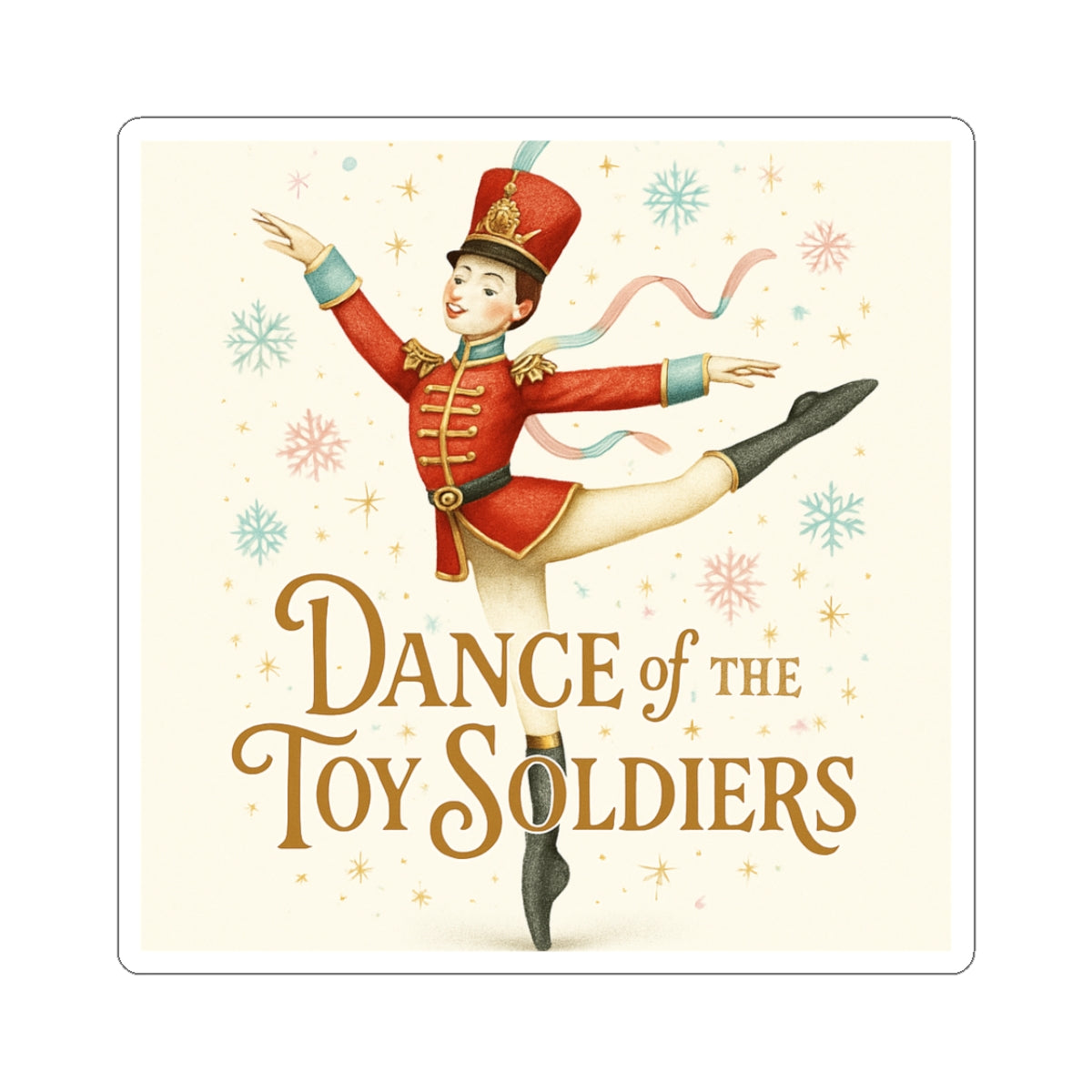 Dance of the Toy Soldiers Kiss-Cut Sticker — Vintage Nutcracker Ballerina Holiday Decal
