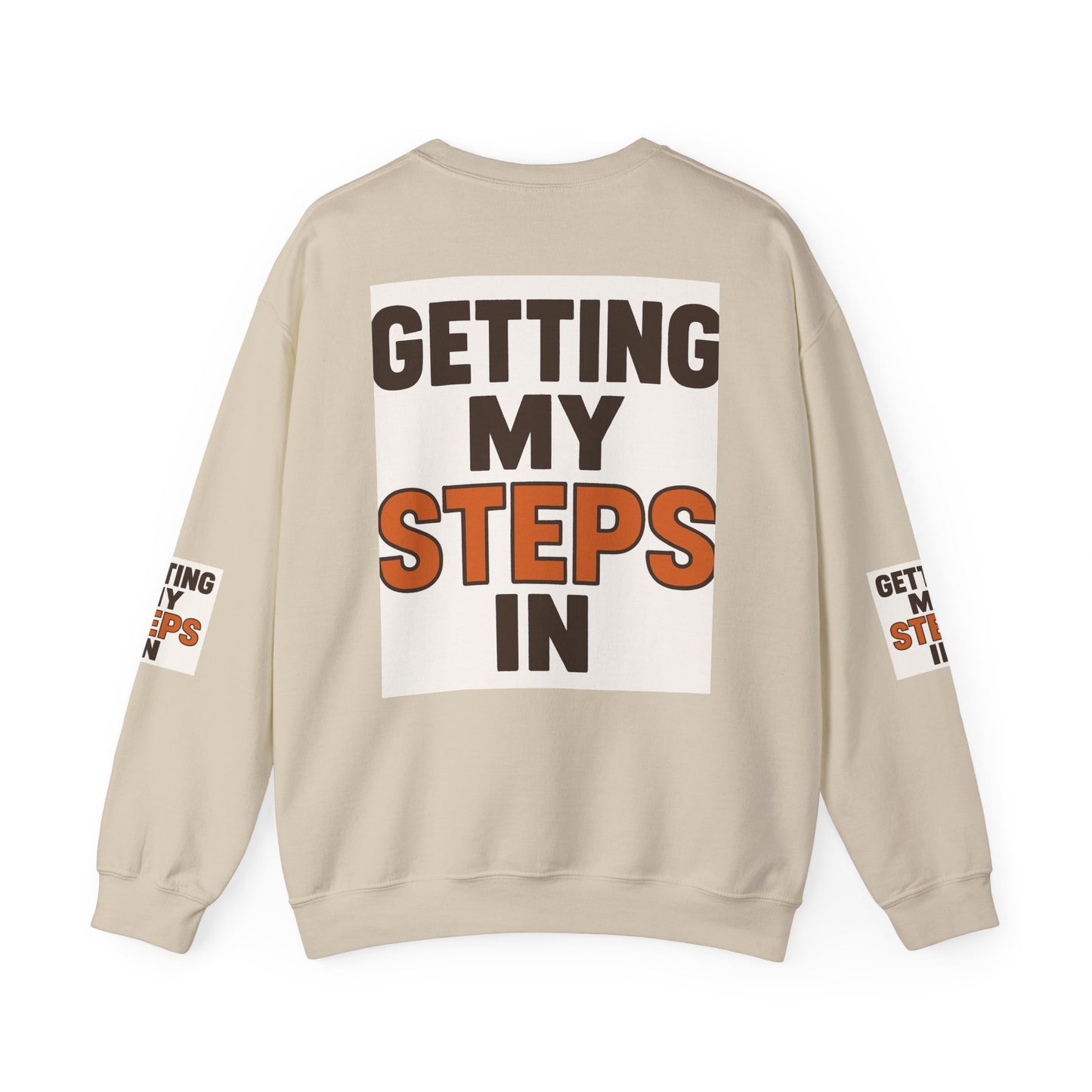 Crewneck Sweatshirt — "Getting My Steps In" Graphic with Kids Playing