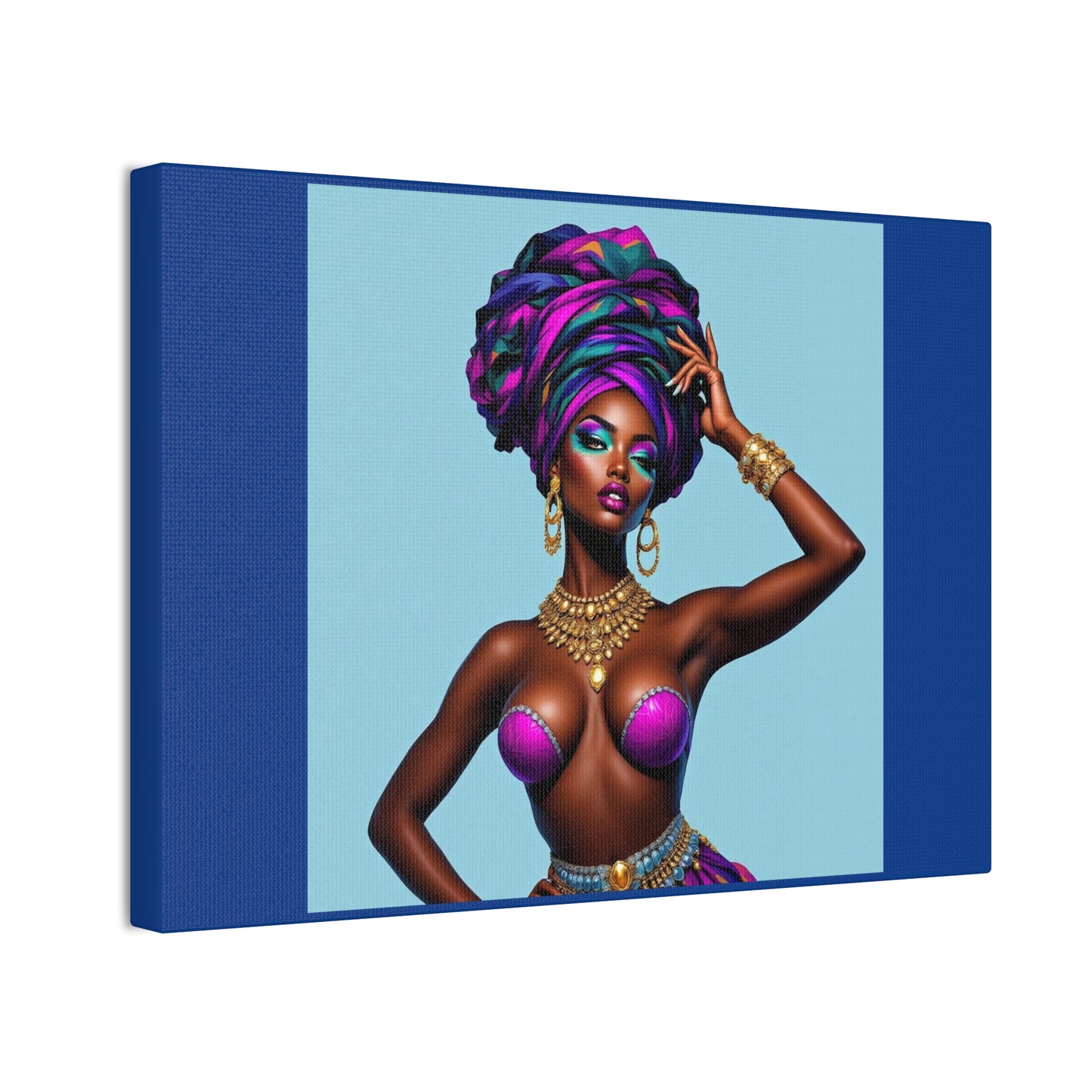 Afro Goddess Canvas Print — Vibrant Headwrap Wall Art