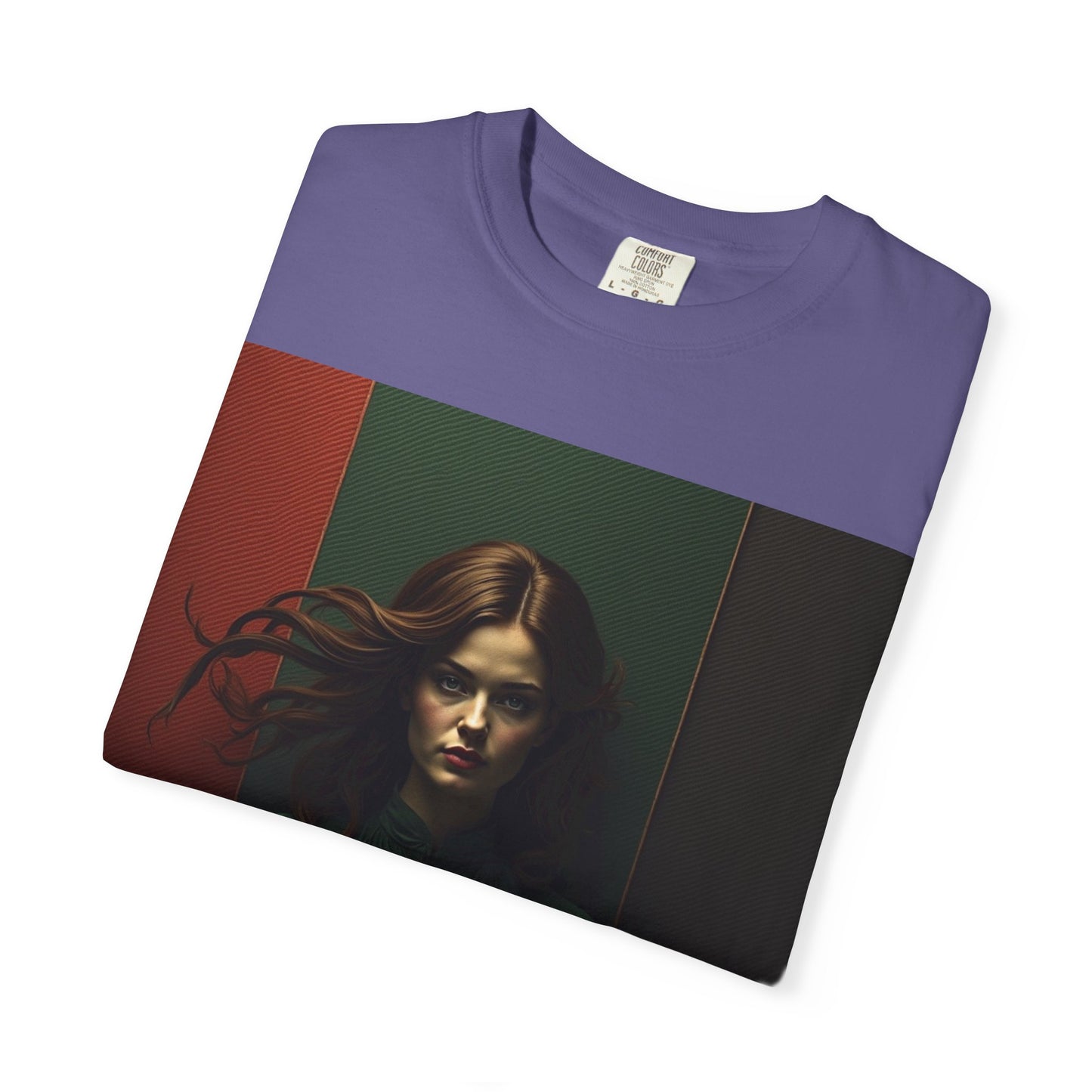 Portrait Photo Tee — Moody Green Woman Graphic T-Shirt