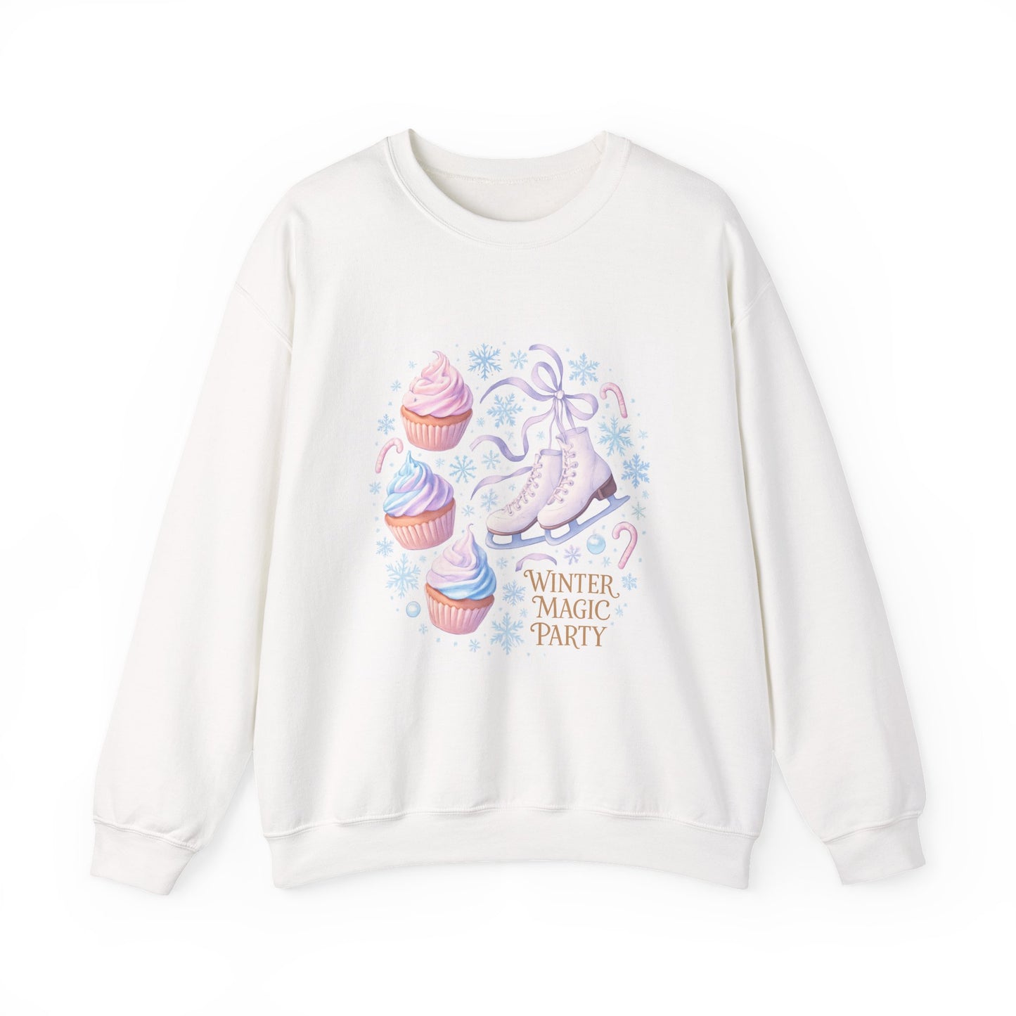 Winter Magic Party Sweatshirt — Ice Skates & Cupcakes Cozy Crewneck