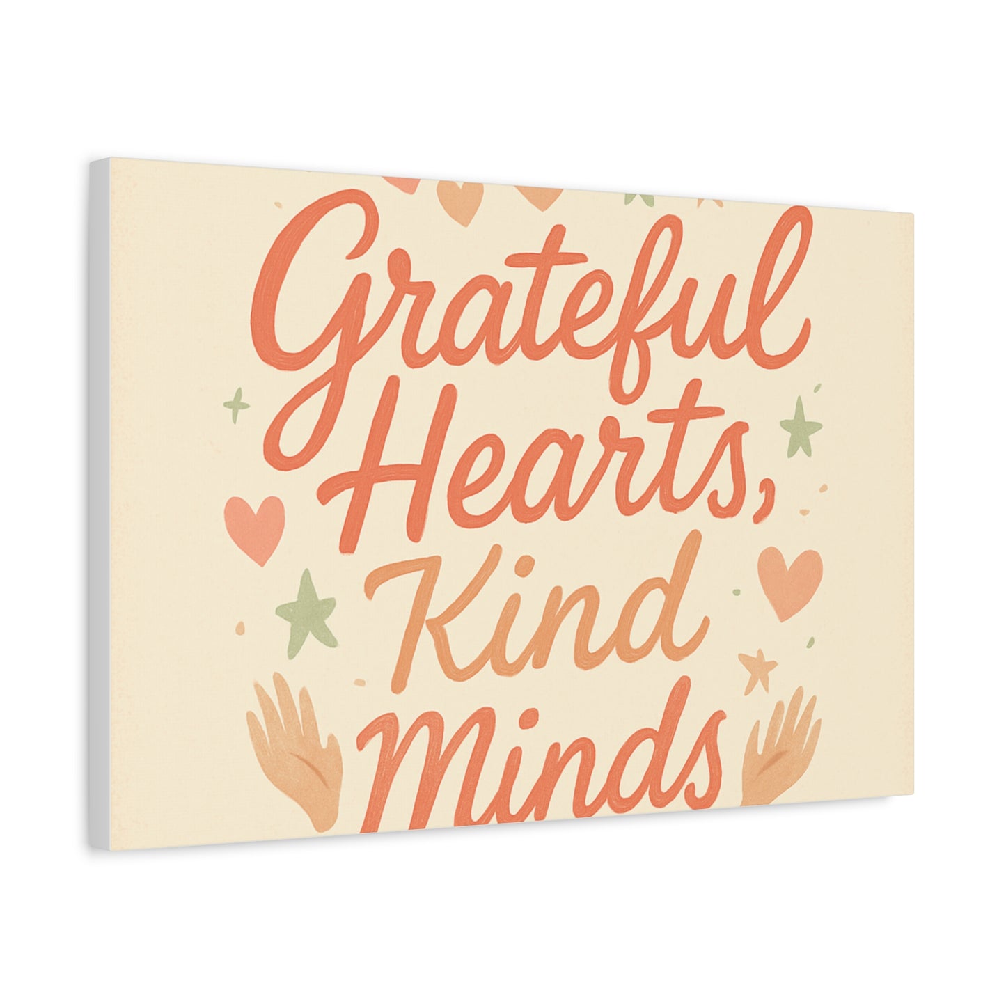 Grateful Hearts Kind Minds Canvas Wall Art — Inspirational Quote Matte Canvas