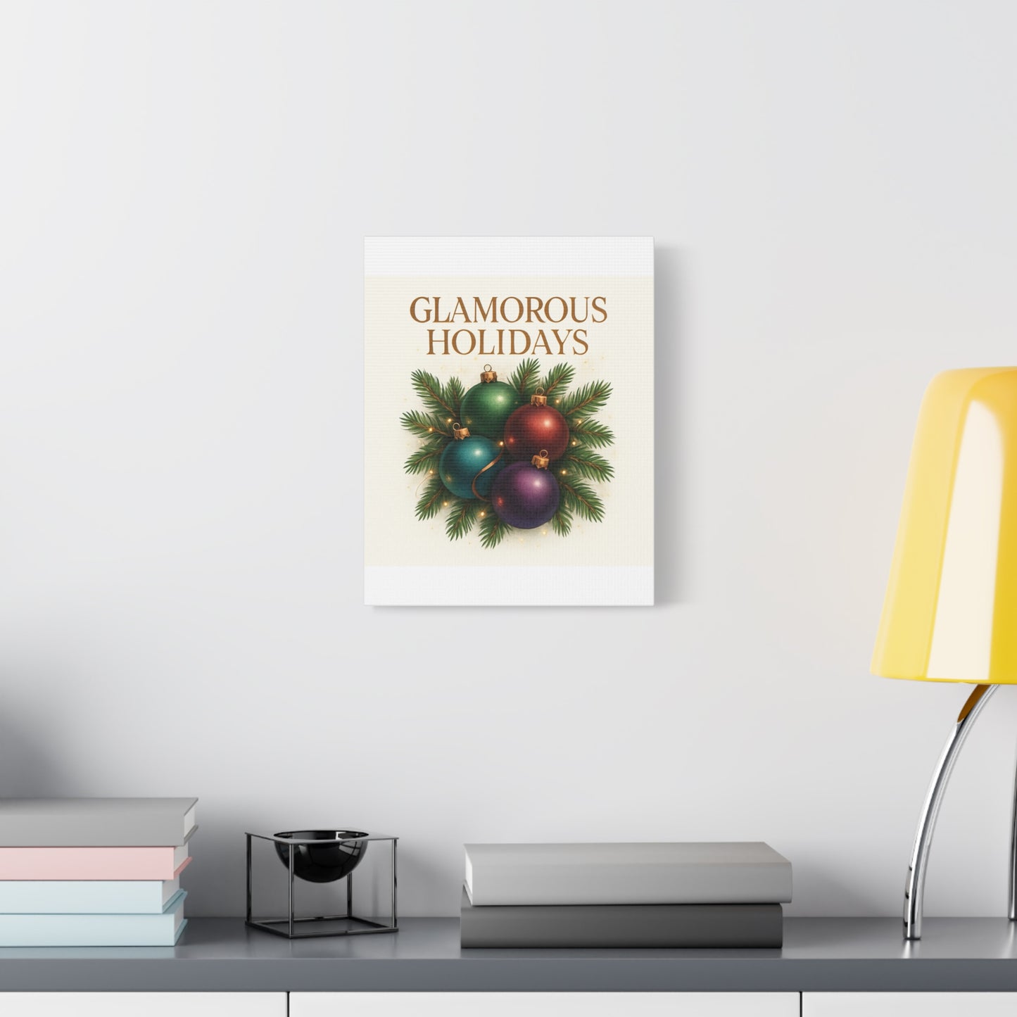 Glamorous Holidays Christmas Ornament Canvas Wall Art