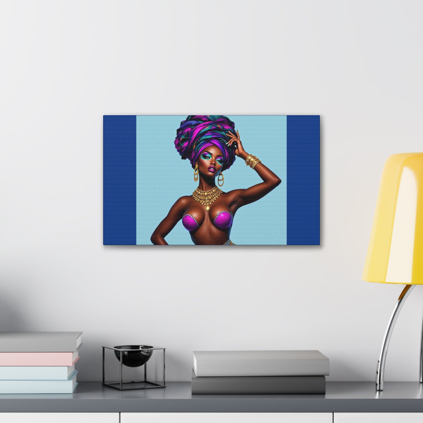Afro Goddess Canvas Print — Vibrant Headwrap Wall Art
