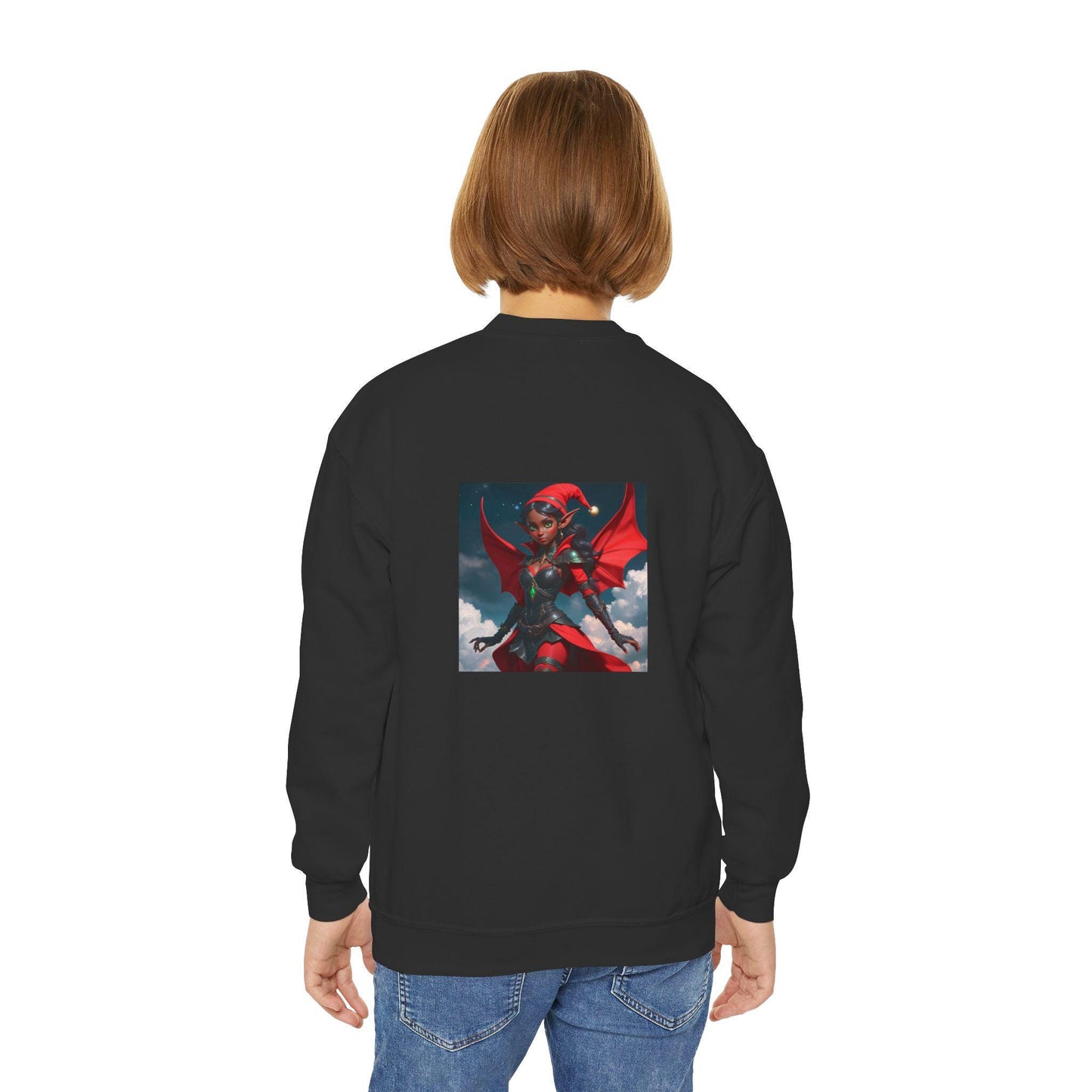 Holiday D Priness Youth Crewneck Sweatshirt  Cute Fantasy Gift, Cozy Winter Wear, Unique Holiday Apparel, Fun Christmas