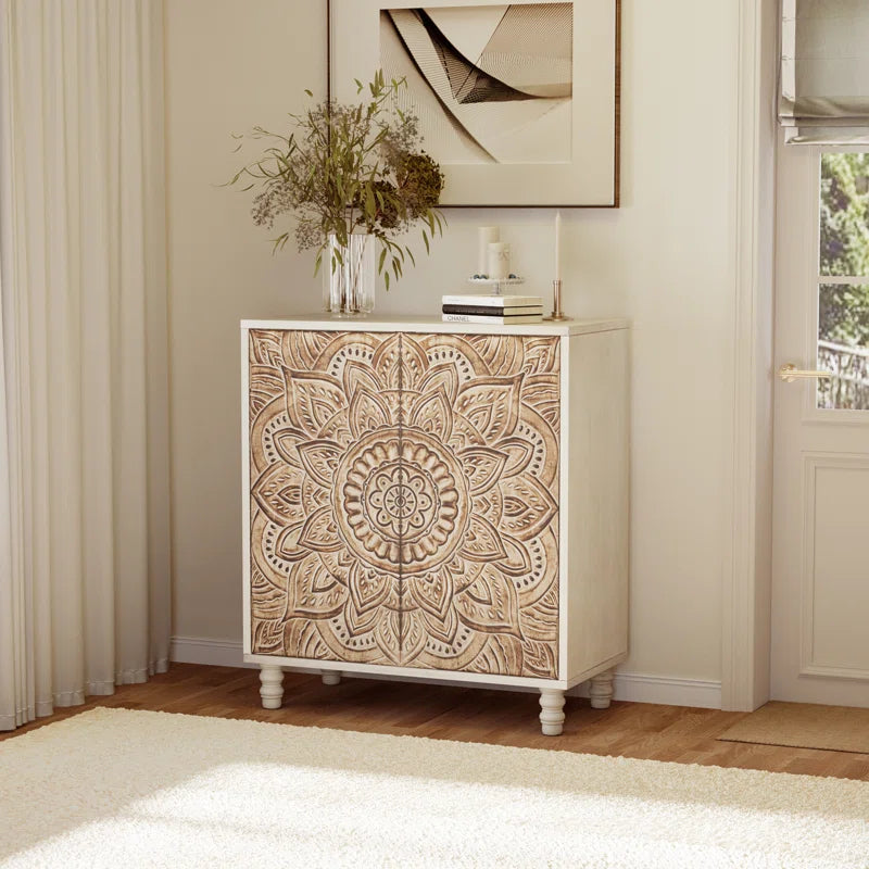 Siriah Accent Cabinet Handcarved Wood Furniture Collection