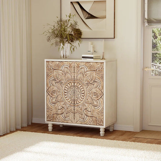 Siriah Accent Cabinet Handcarved Wood Furniture Collection