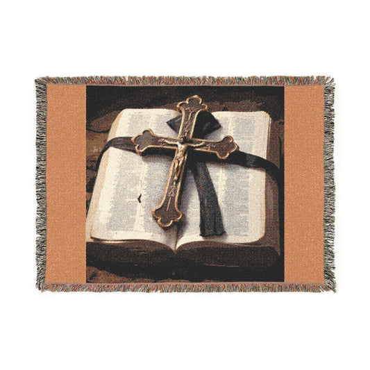 Faith-Inspired Woven Blanket, Cozy Christian Home Decor, Religious Gift, Bible Verse Throw, Spiritual Comfort Blanket, Church Gift Idea