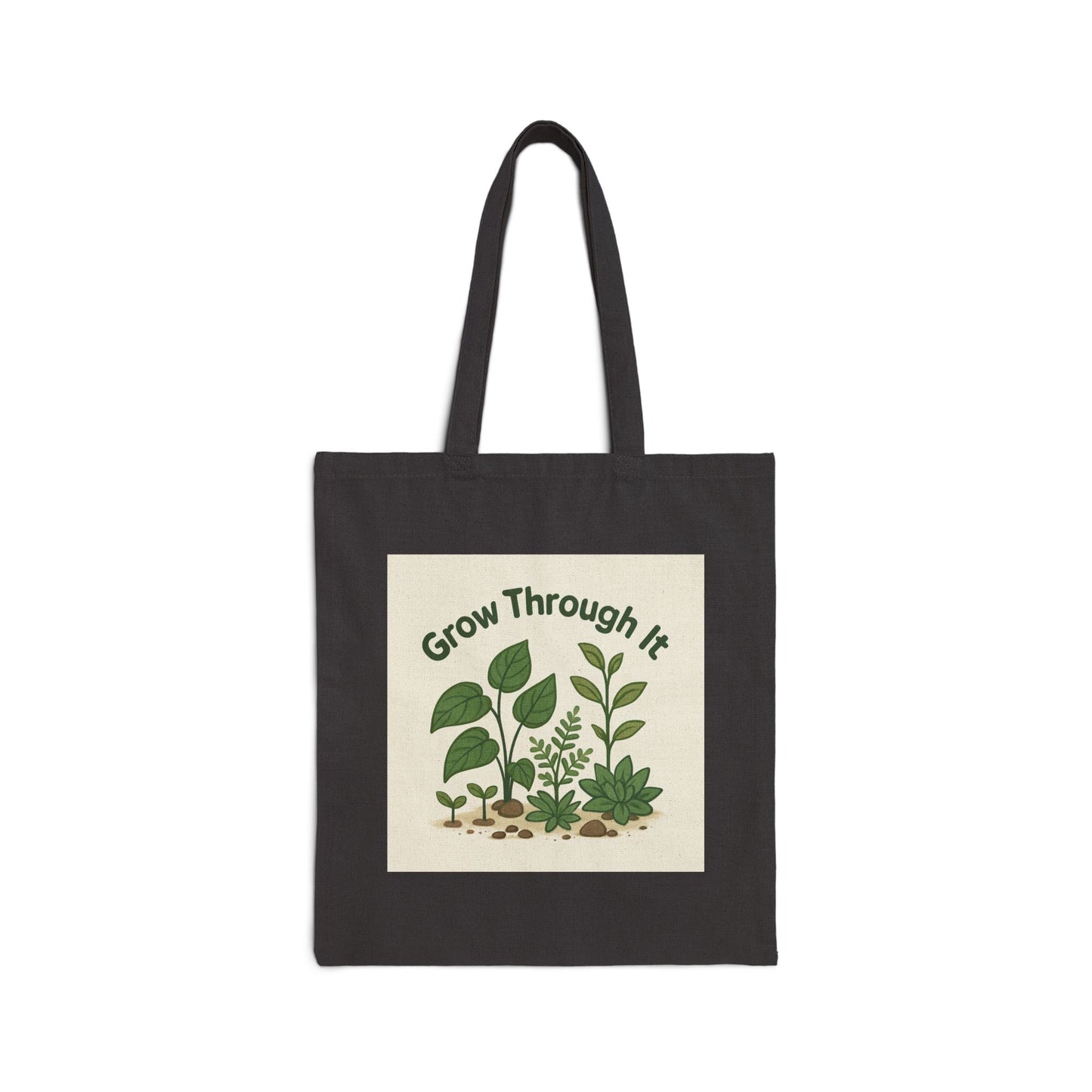 Canvas Tote Bag — "Grow Through It" Botanical Eco Shopper