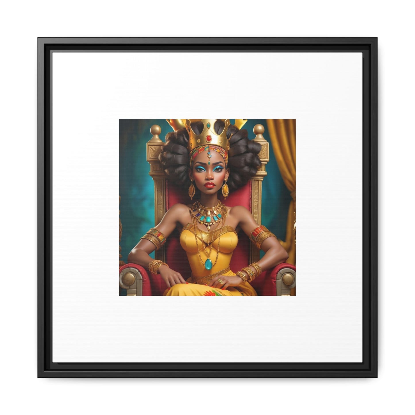 Framed Matte Canvas Art — Regal African Queen Portrait