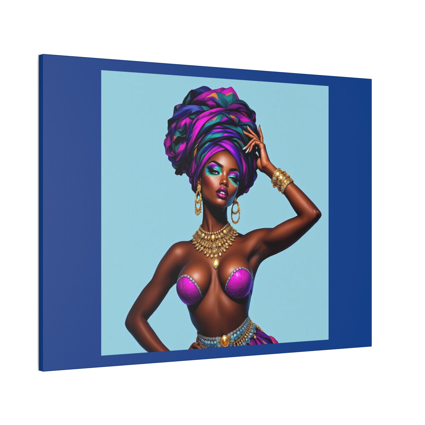 Afro Goddess Canvas Print — Vibrant Headwrap Wall Art