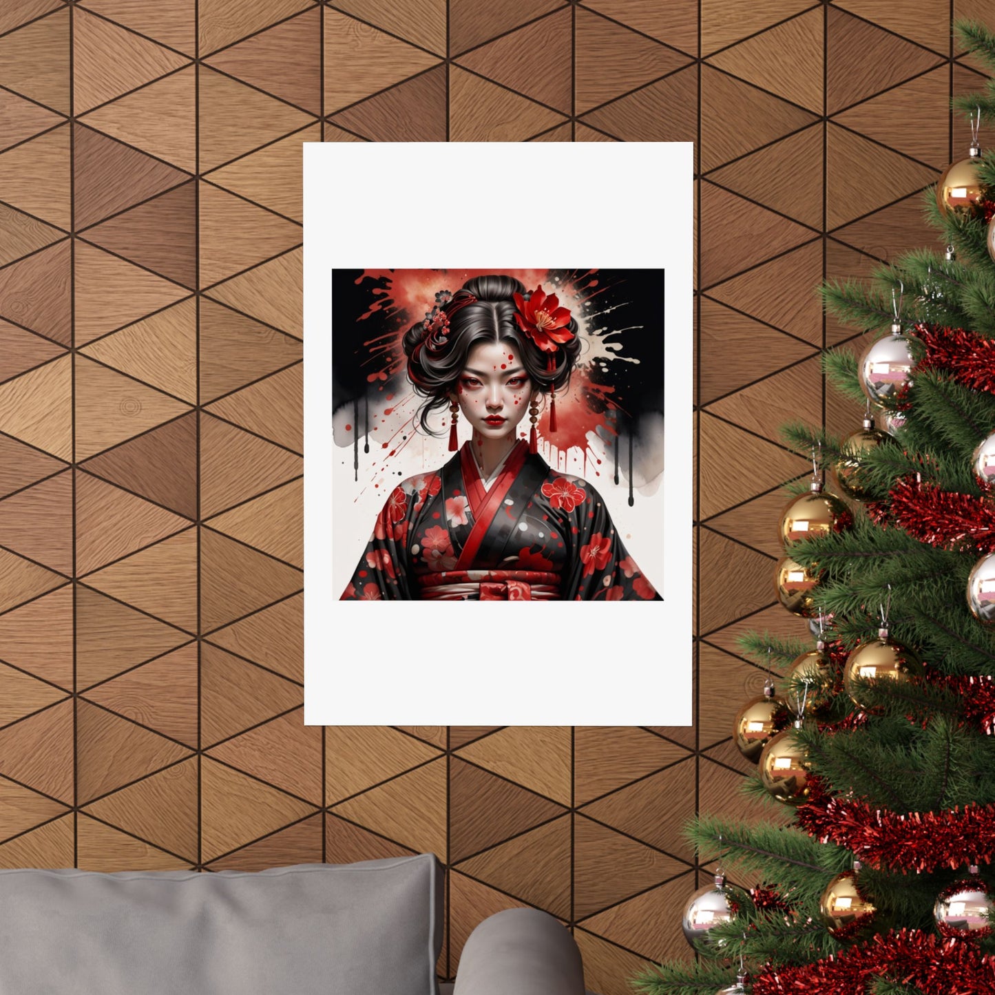 Geisha Noir Matte Poster — Japanese Female Portrait Wall Art