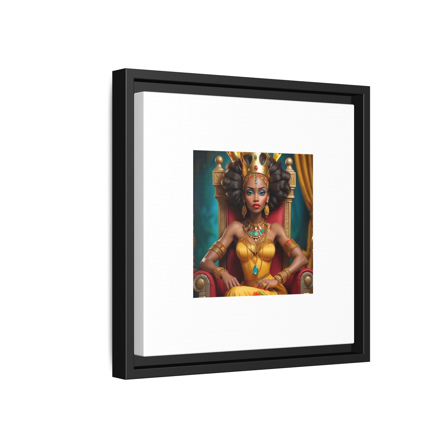 Framed Matte Canvas Art — Regal African Queen Portrait
