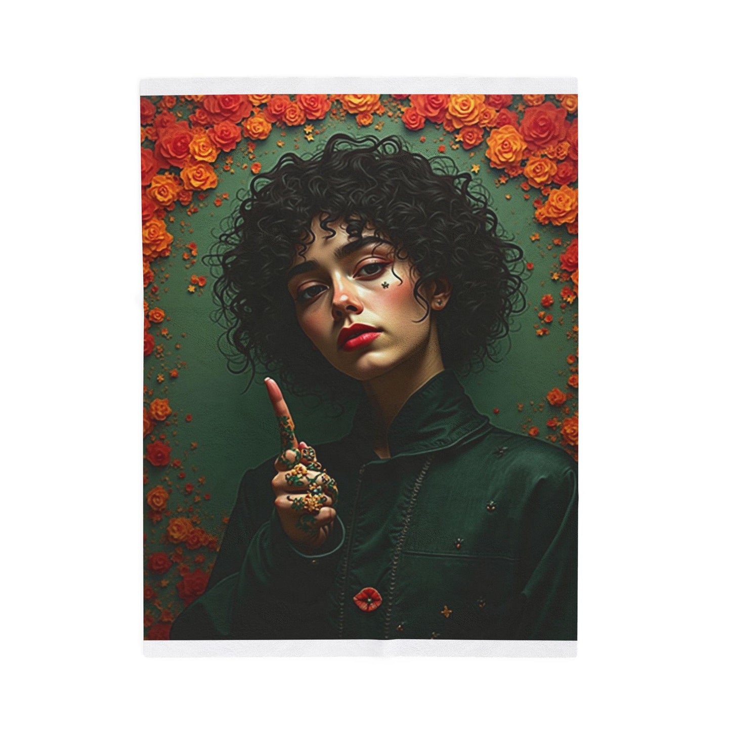 Velveteen Plush Blanket - Cozy Home Decor, Gift for Her, Floral Aesthetic, Soft Throw Blanket, Boho Style Blanket