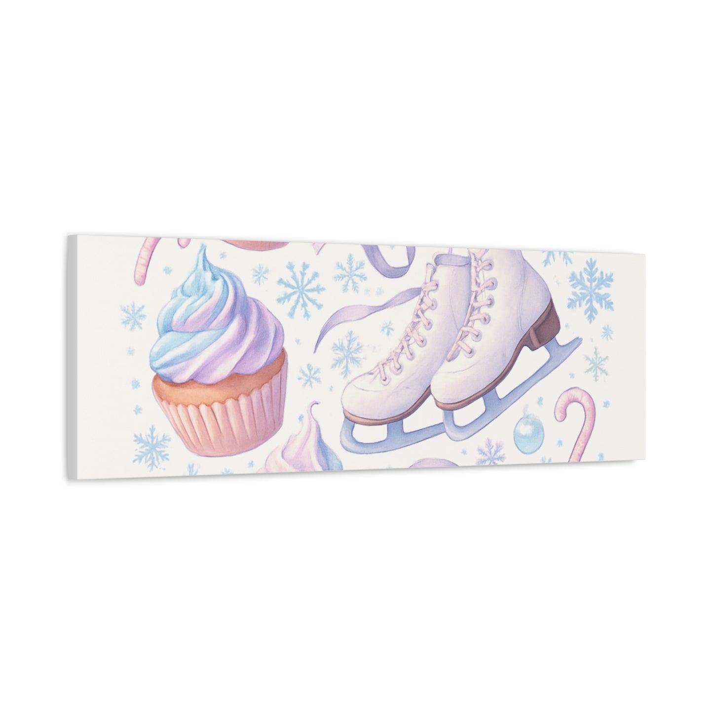 Winter Magic Party Canvas — Ice Skates & Cupcakes Matte Wall Art