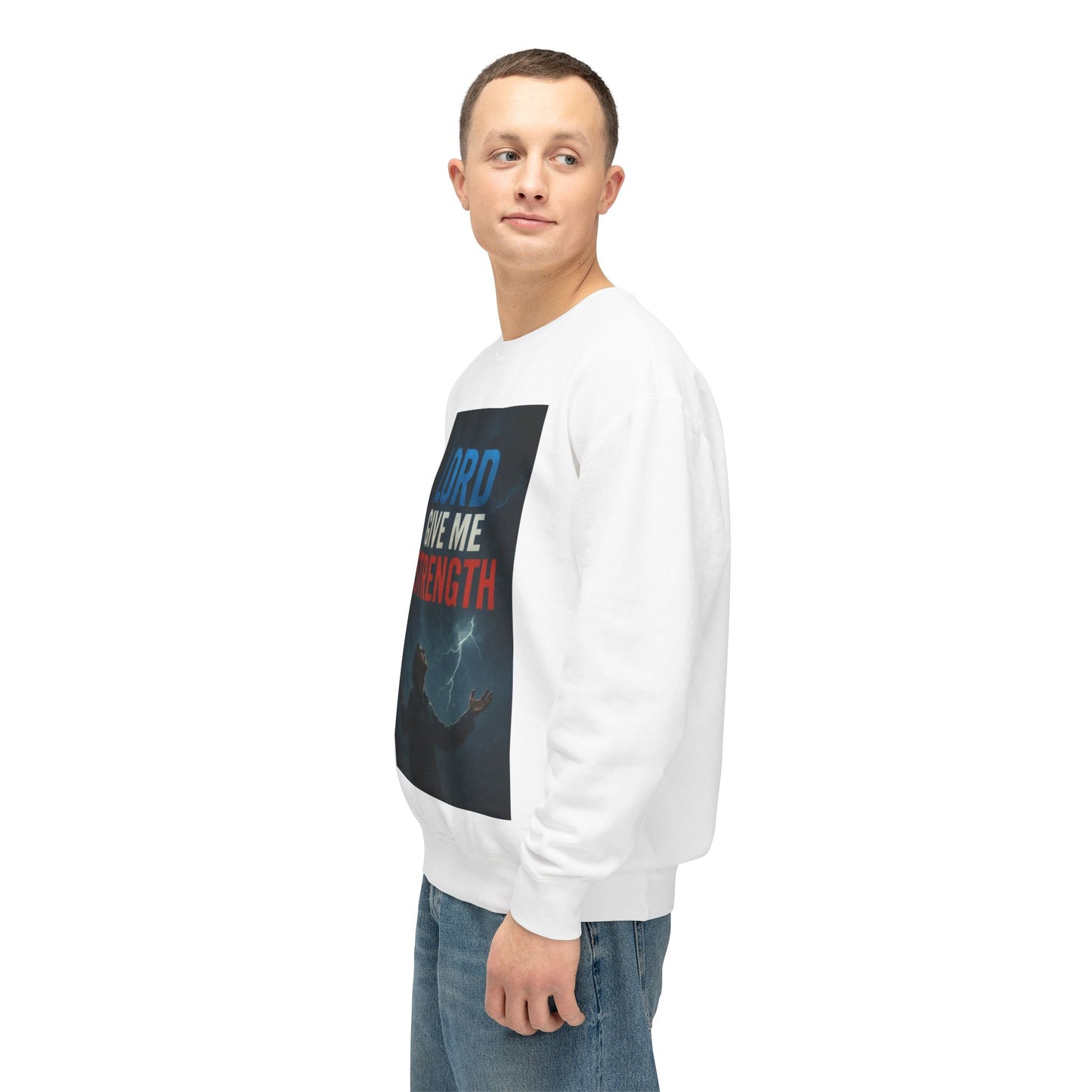 Lord Give Me Strength Crewneck Sweatshirt — Christian Faith Prayer Graphic