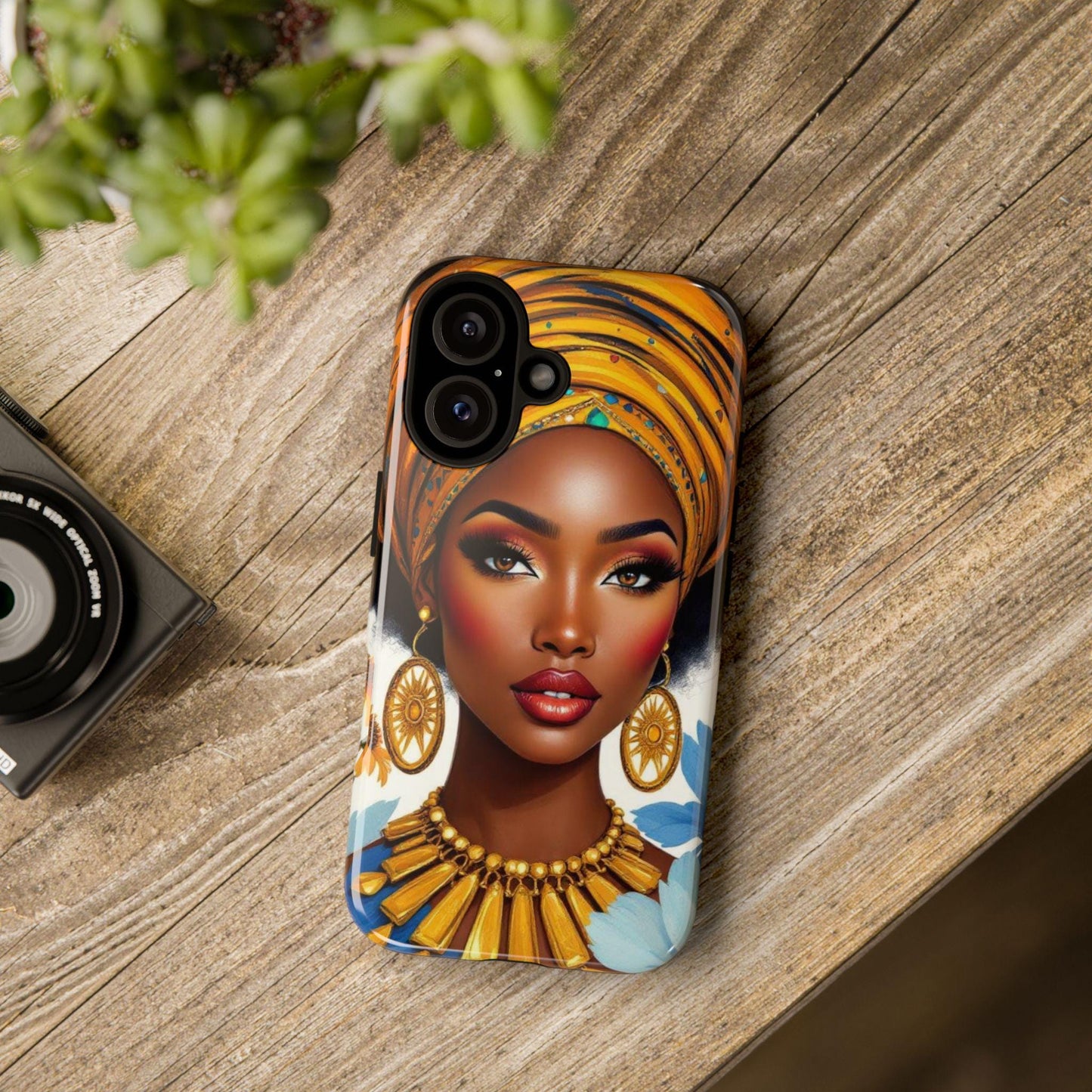 Stylish Phone Case with African Queen Design, Unique Holder for iPhone, Protective Cover, Gift for Her, Fashion Accessory
