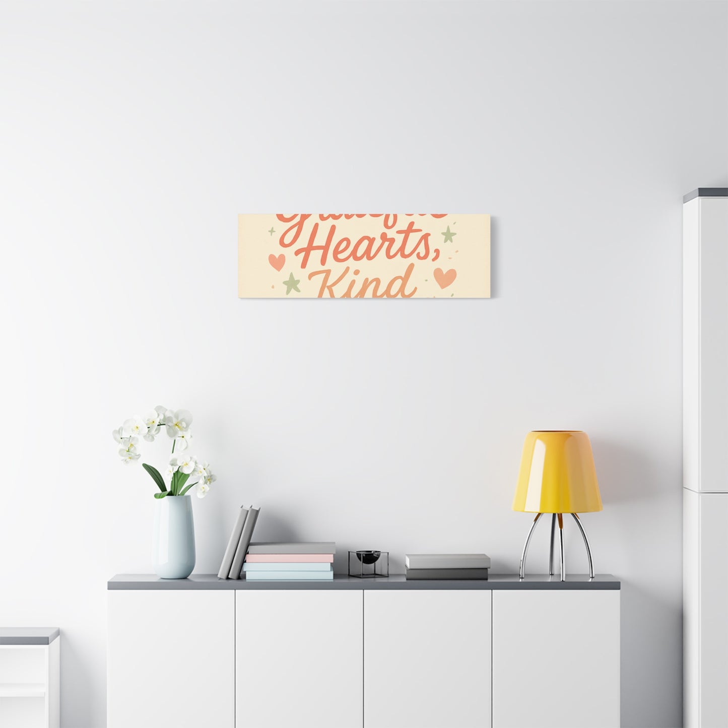 Grateful Hearts Kind Minds Canvas Wall Art — Inspirational Quote Matte Canvas