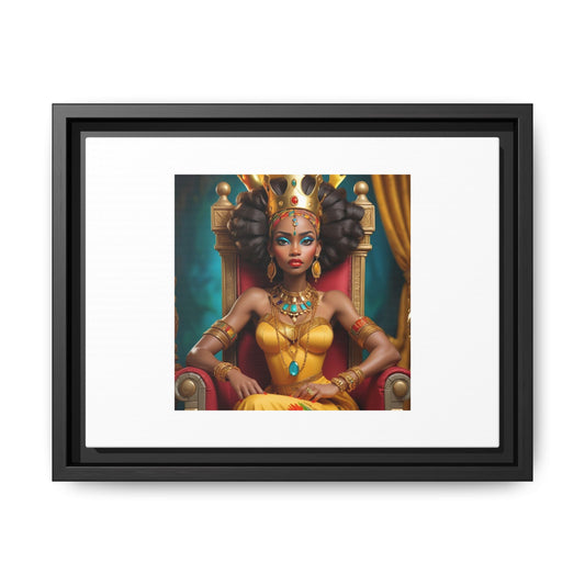 Framed Matte Canvas Art — Regal African Queen Portrait