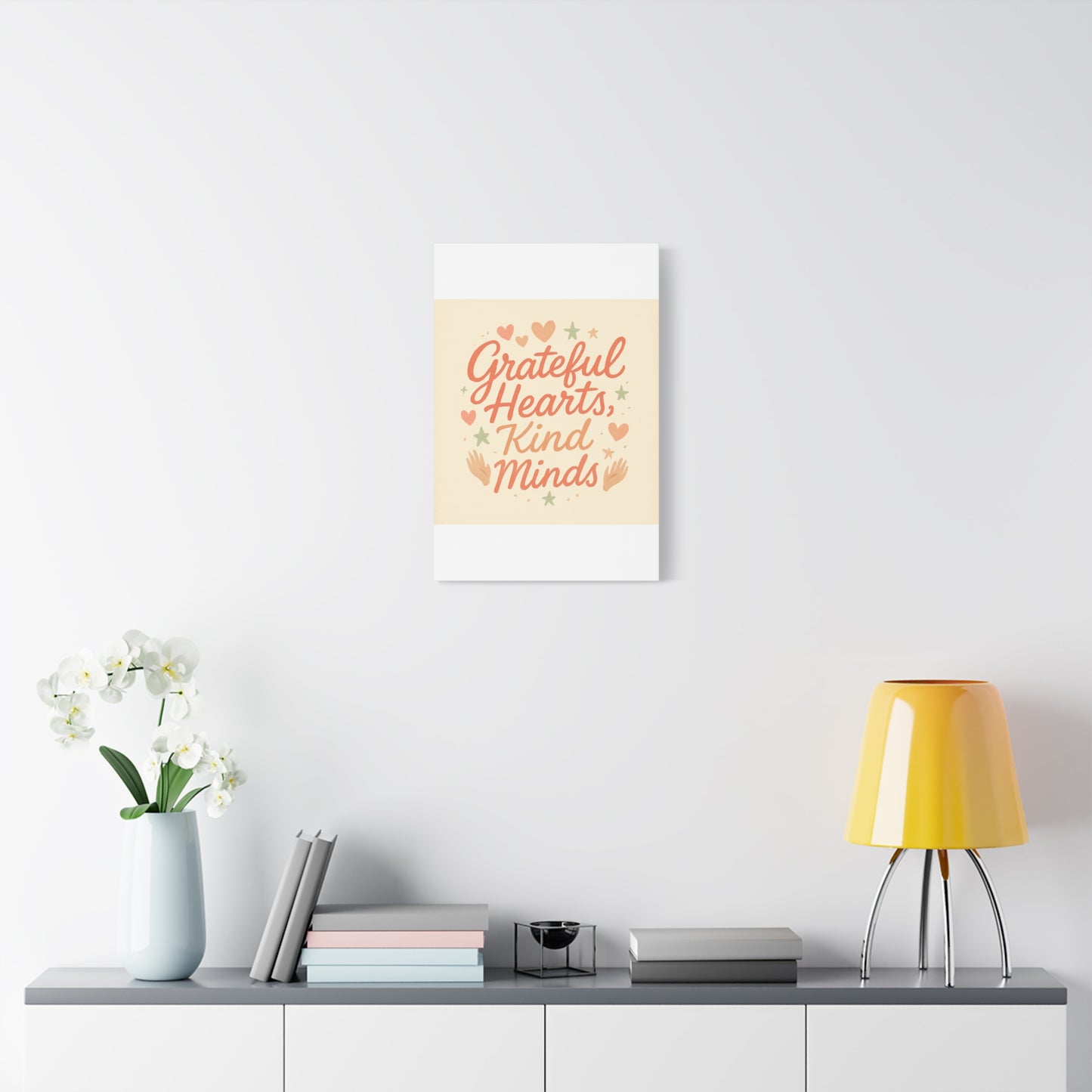 Grateful Hearts Kind Minds Canvas Wall Art — Inspirational Quote Matte Canvas