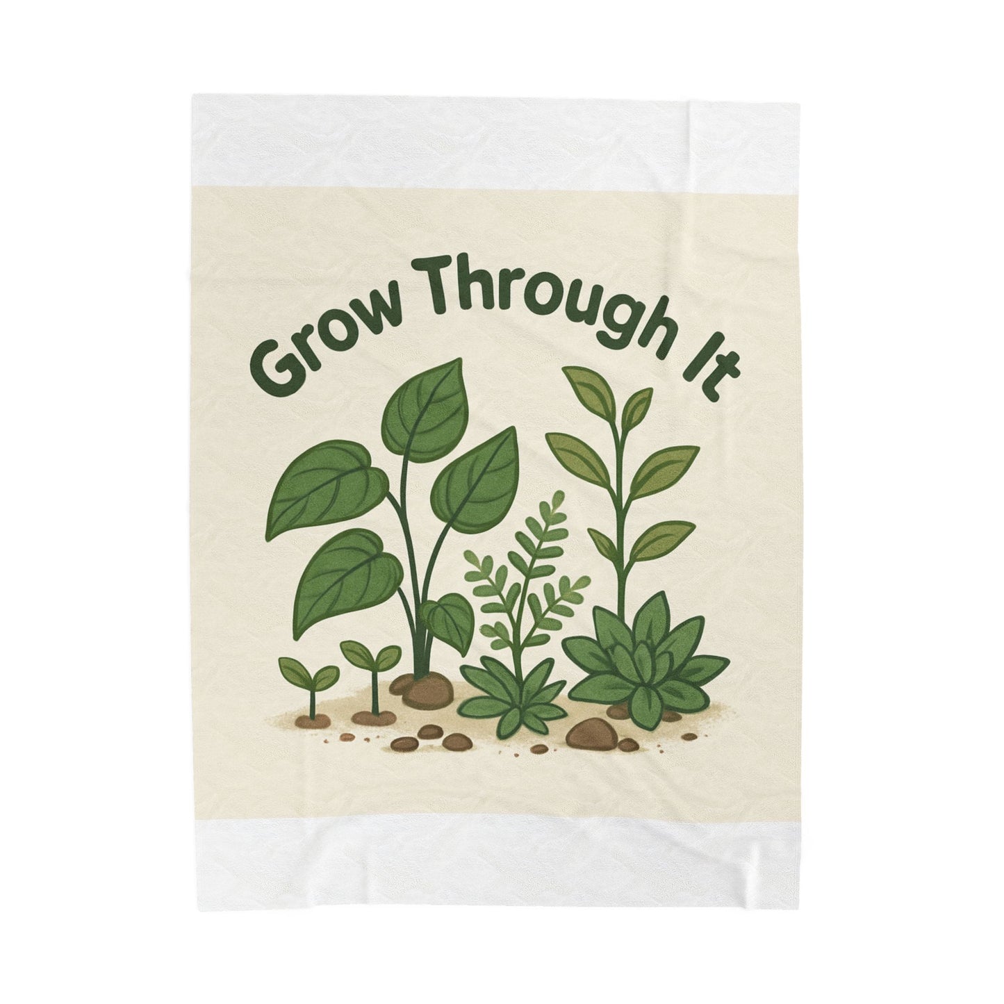 Velveteen Blanket — "Grow Through It" Plant-Inspired Cozy Throw