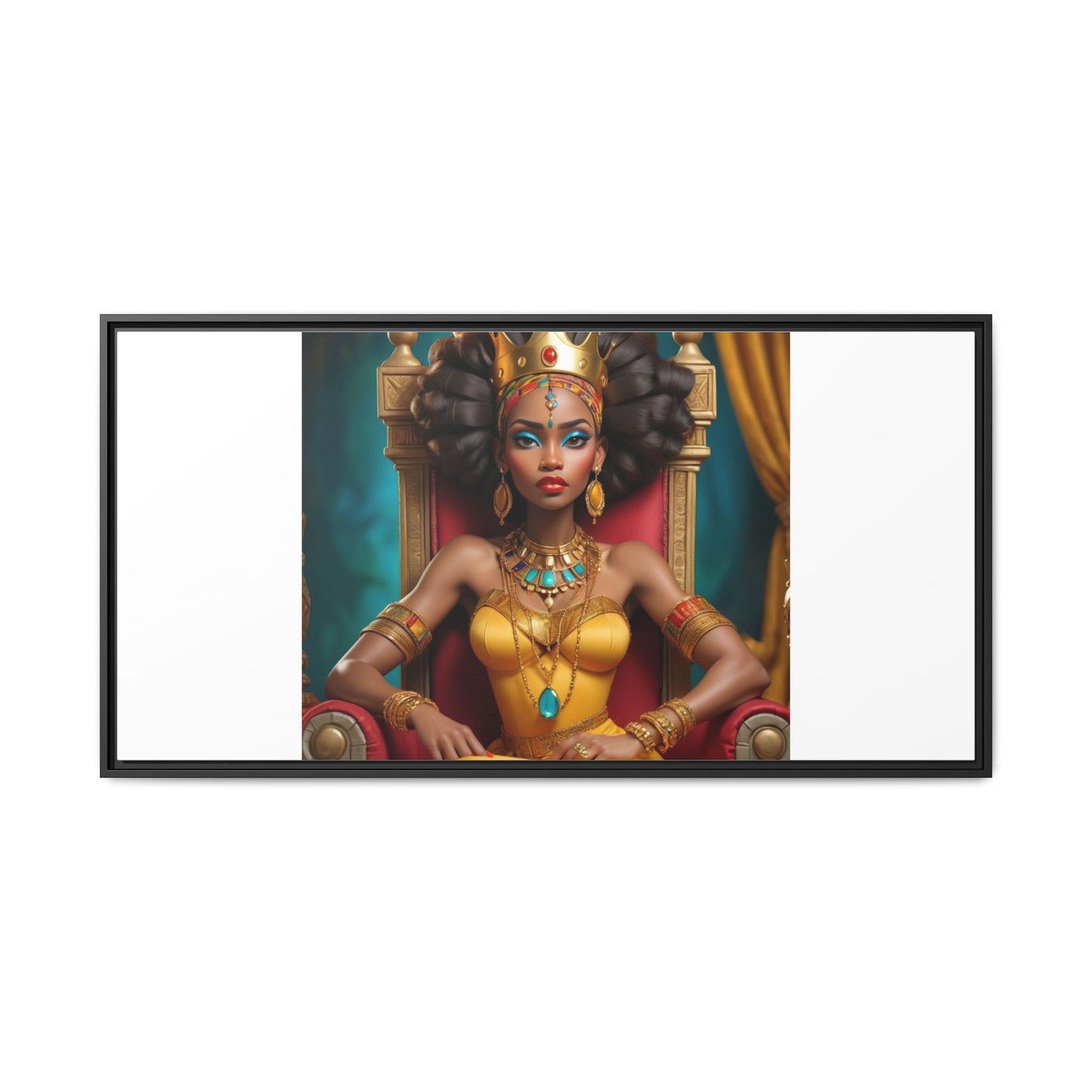 Framed Matte Canvas Art — Regal African Queen Portrait