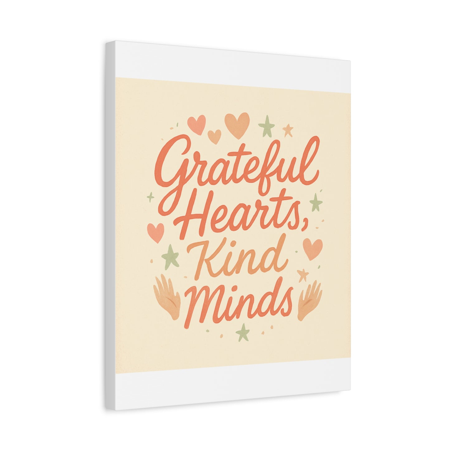 Grateful Hearts Kind Minds Canvas Wall Art — Inspirational Quote Matte Canvas