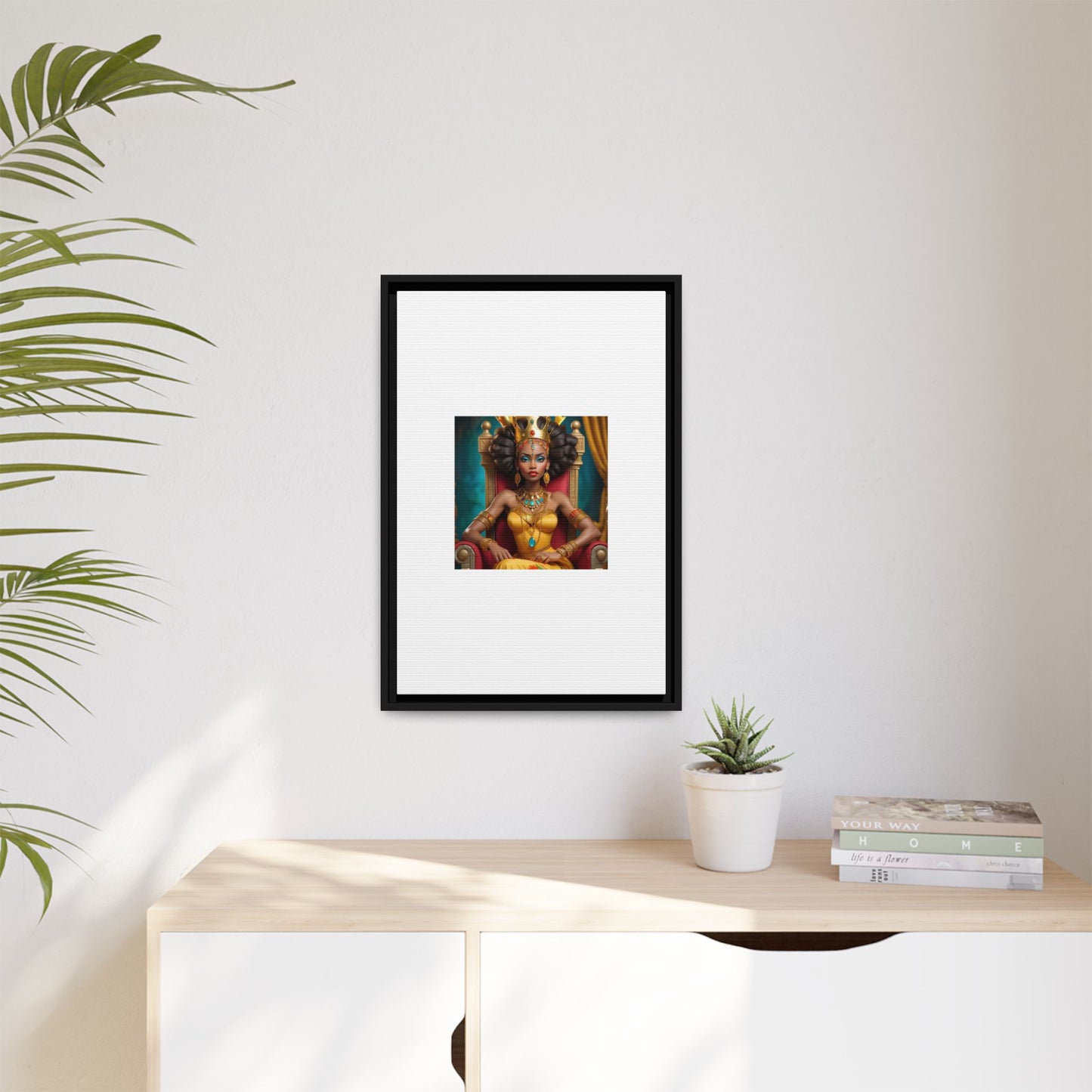 Framed Matte Canvas Art — Regal African Queen Portrait