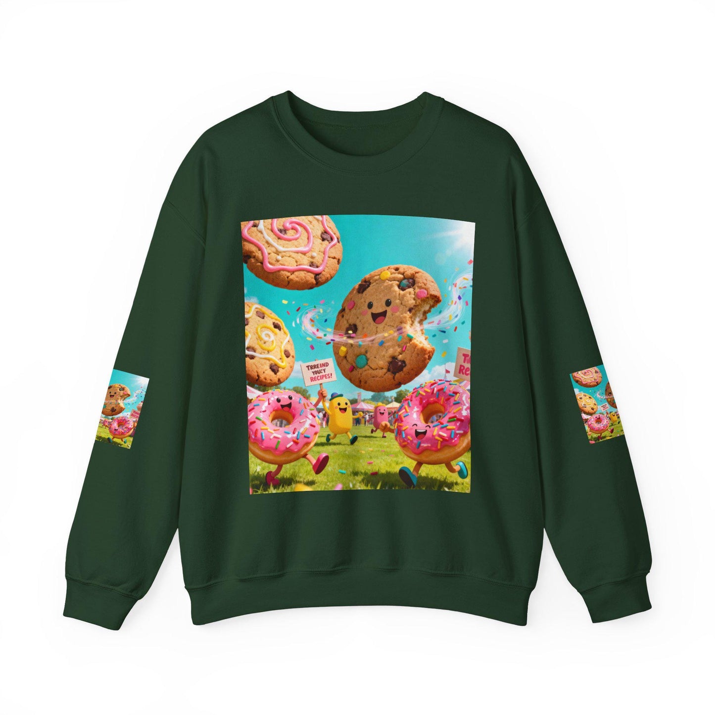 Whimsical Cookie Theme Crewneck Sweatshirt, Cozy Unisex Sweater, Fun Gift for Food Lovers, Snack Lover Apparel, Sweet Treats Fashion
