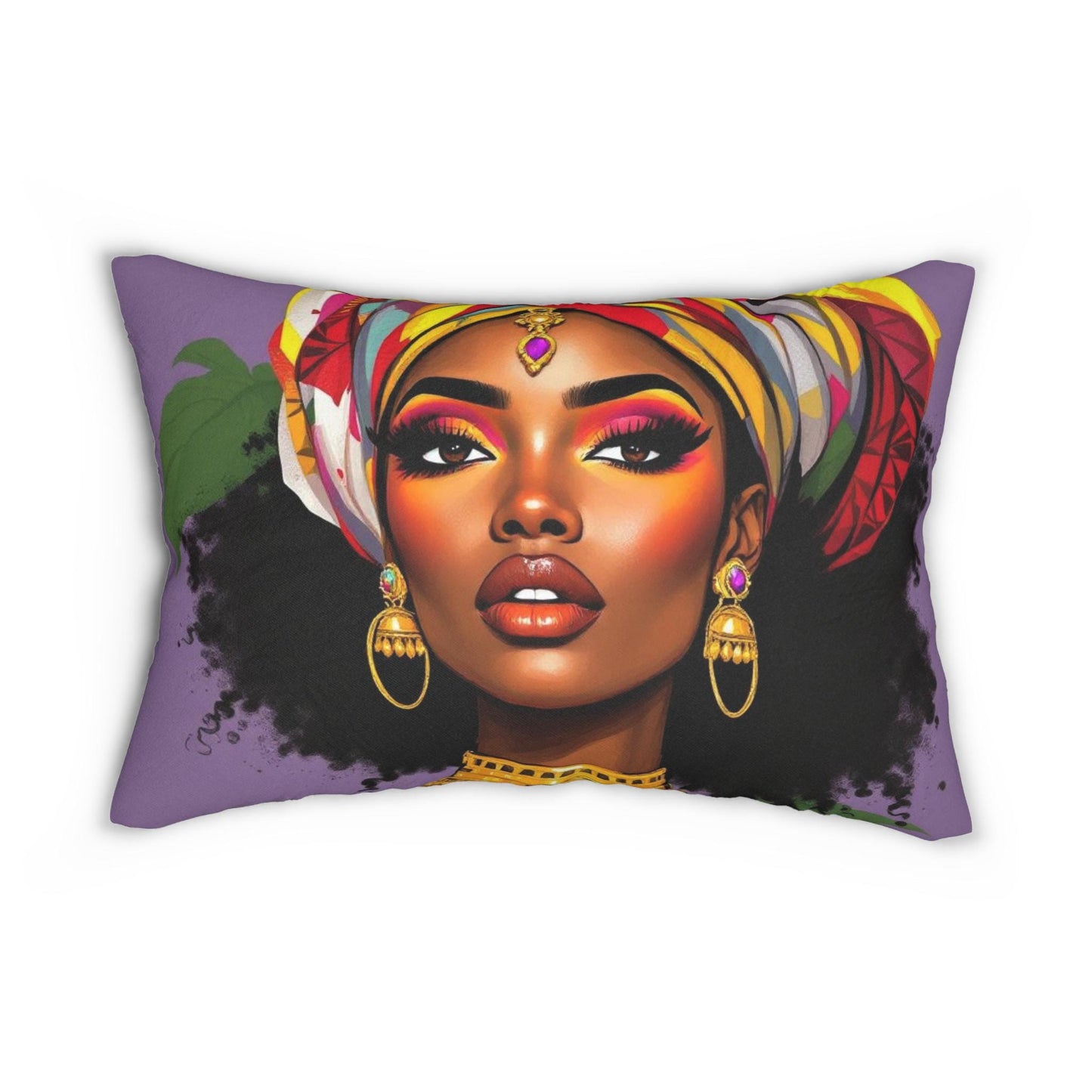Vibrant Afrocentric Lumbar Pillow, Boho Home Decor, Inspirational Throw Pillow, Unique Gift, African American Design