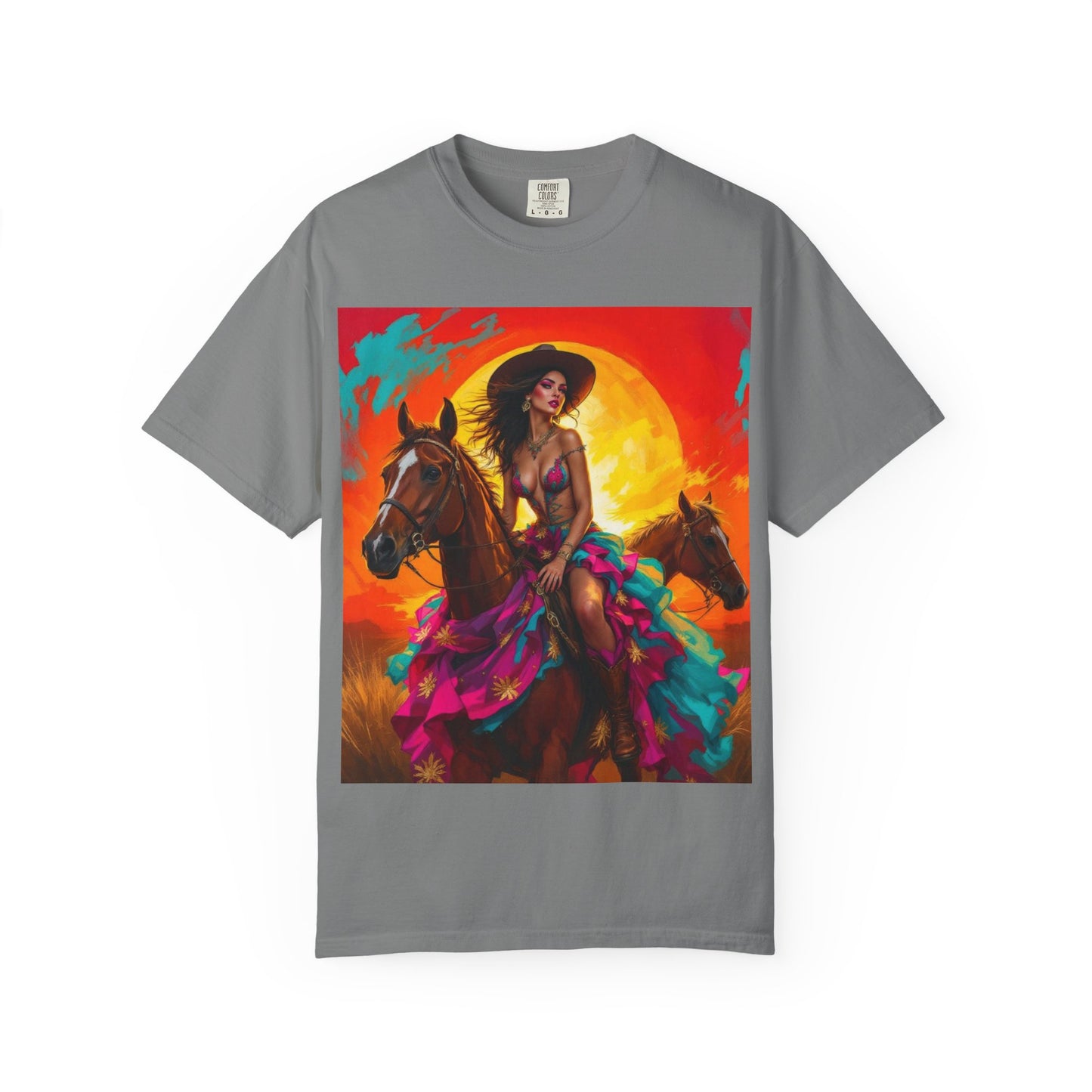 Cowgirl Sunset T-Shirt — Vibrant Western Horse Art Tee