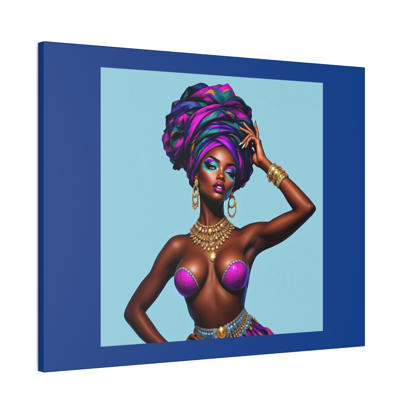 Afro Goddess Canvas Print — Vibrant Headwrap Wall Art